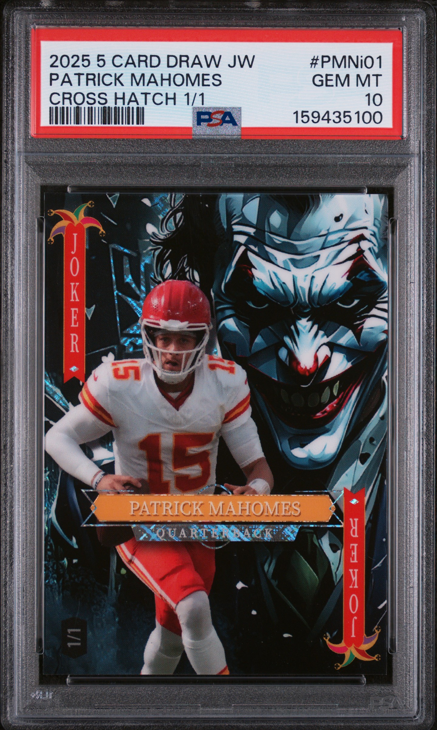 2025 WILD CARD PATRICK MAHOMES 5 CARD DRAW STACKED DECK JOKERS WILD 1/1