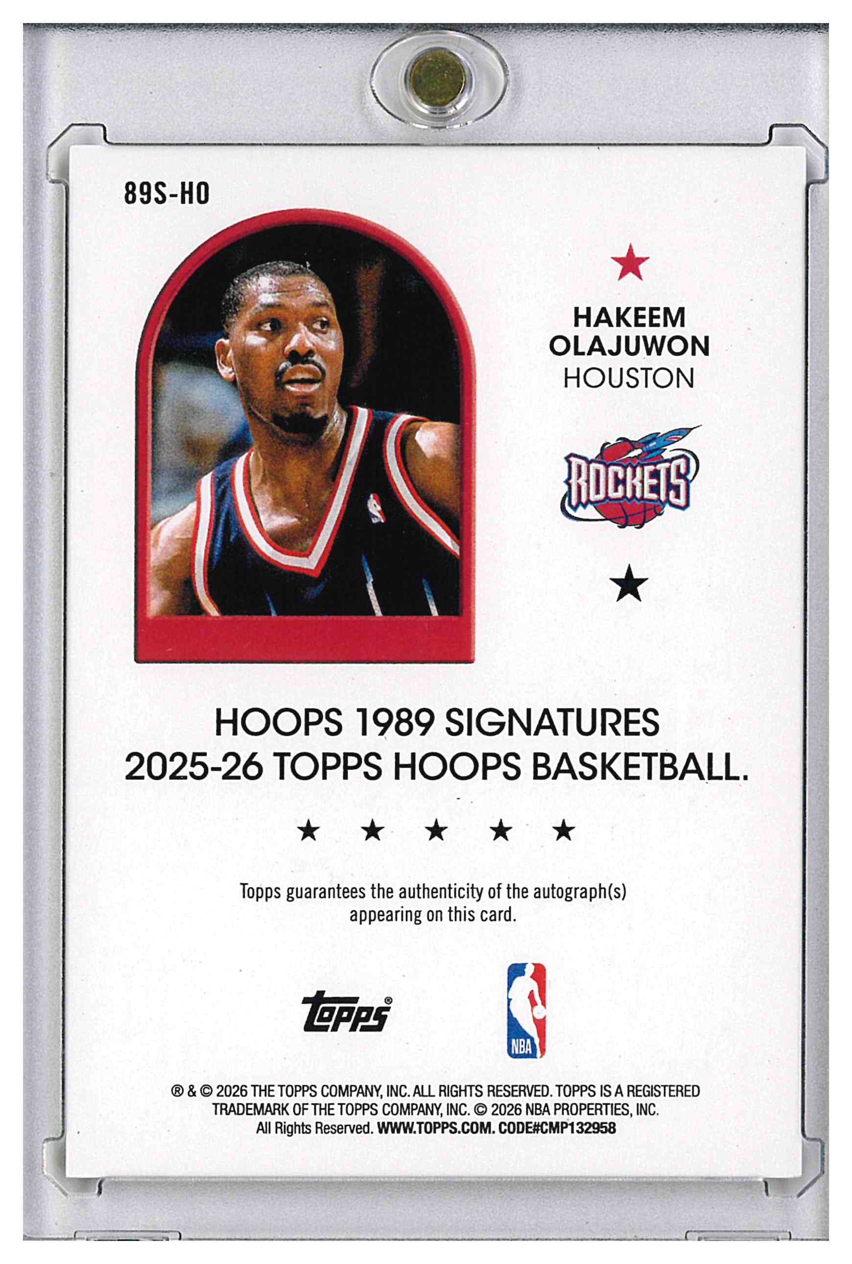2025 Topps NBA Hoops 1989 Signatures 89S-HO Hakeem Olajuwon Green Hoops, reverse