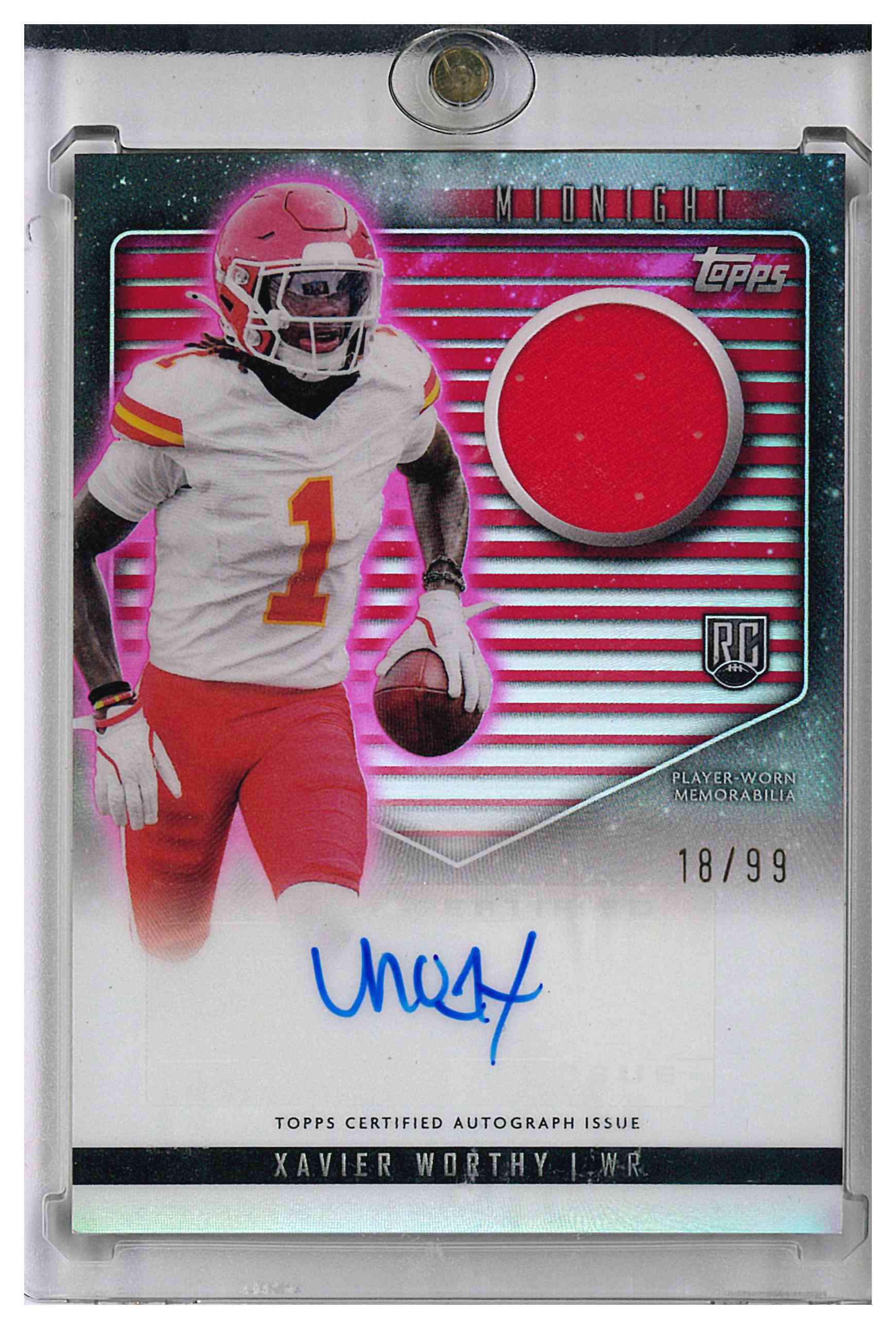 2024 Topps Midnight Rookie Jersey Autograph RJAXW Xavier Worthy Twilight 18/99