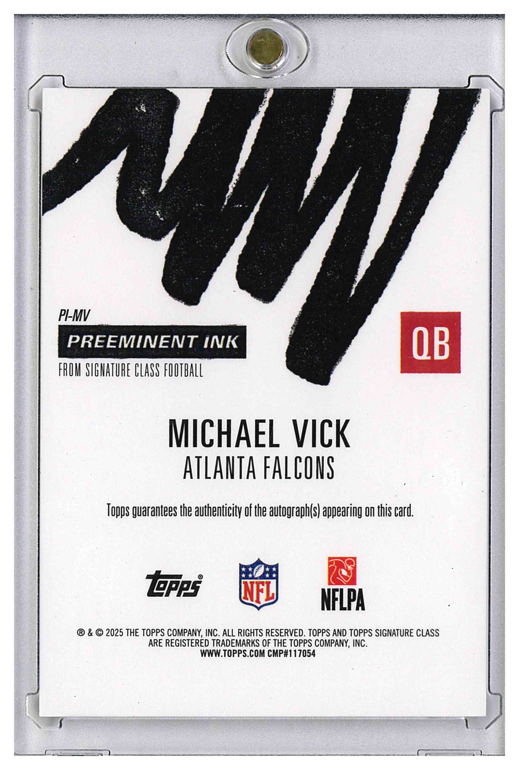 2025 Topps Signature Class Preeminent Ink Michael Vick PI-MV, reverse