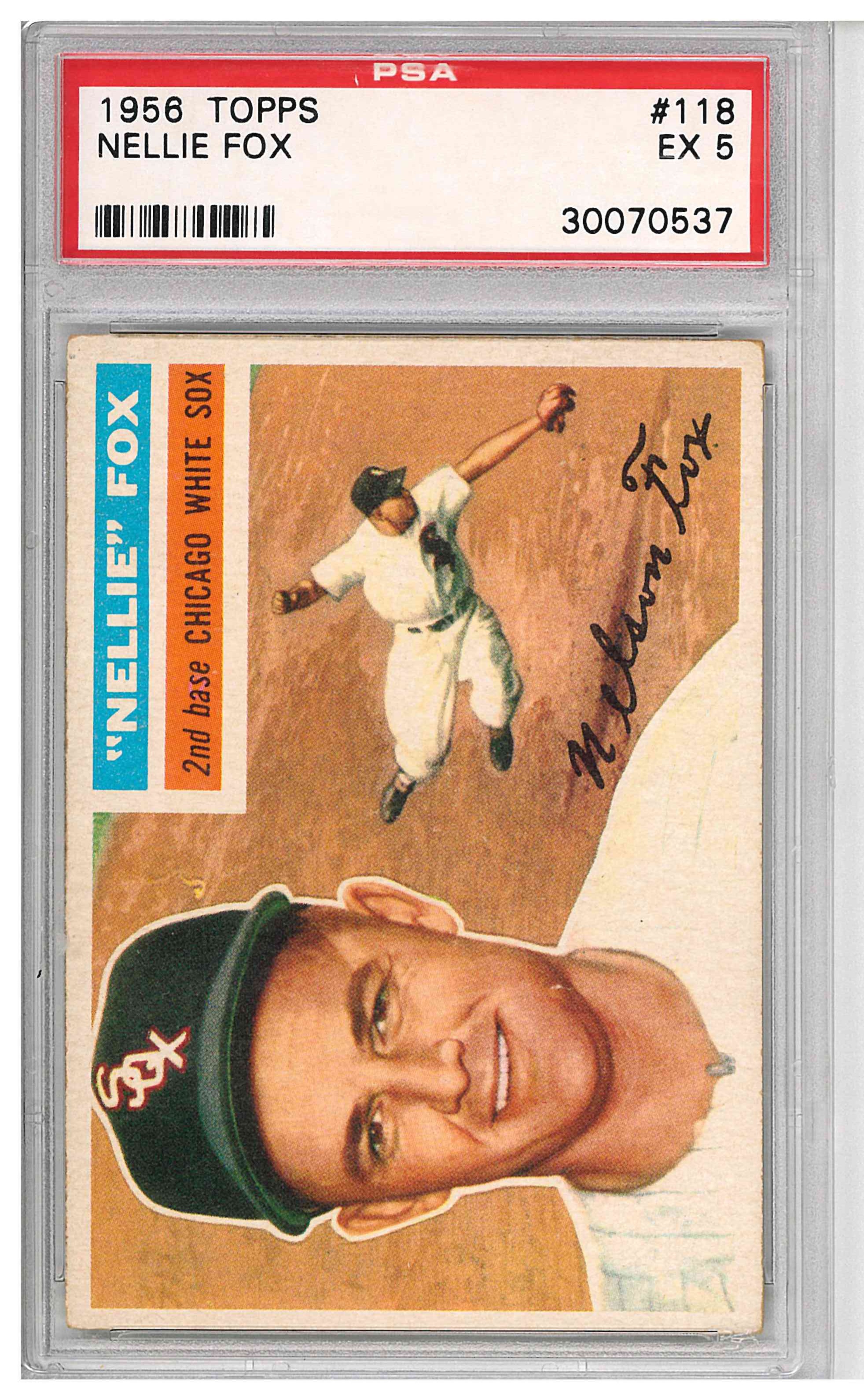 1956 TOPPS #118 NELLIE FOX GRAY BACK