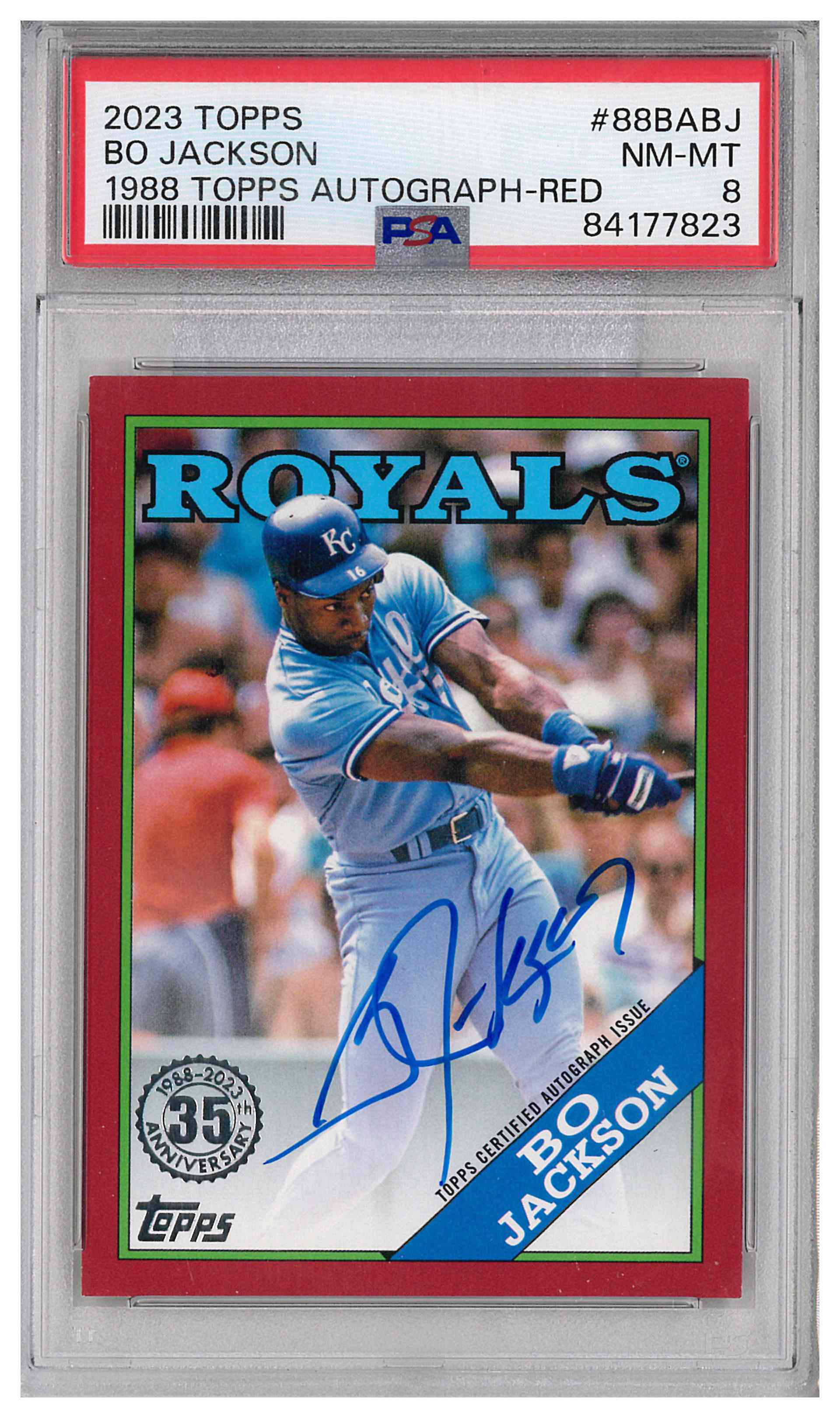 2023 Topps Bo Jackson 1988 35th Anniversary Red On Card Auto /25
