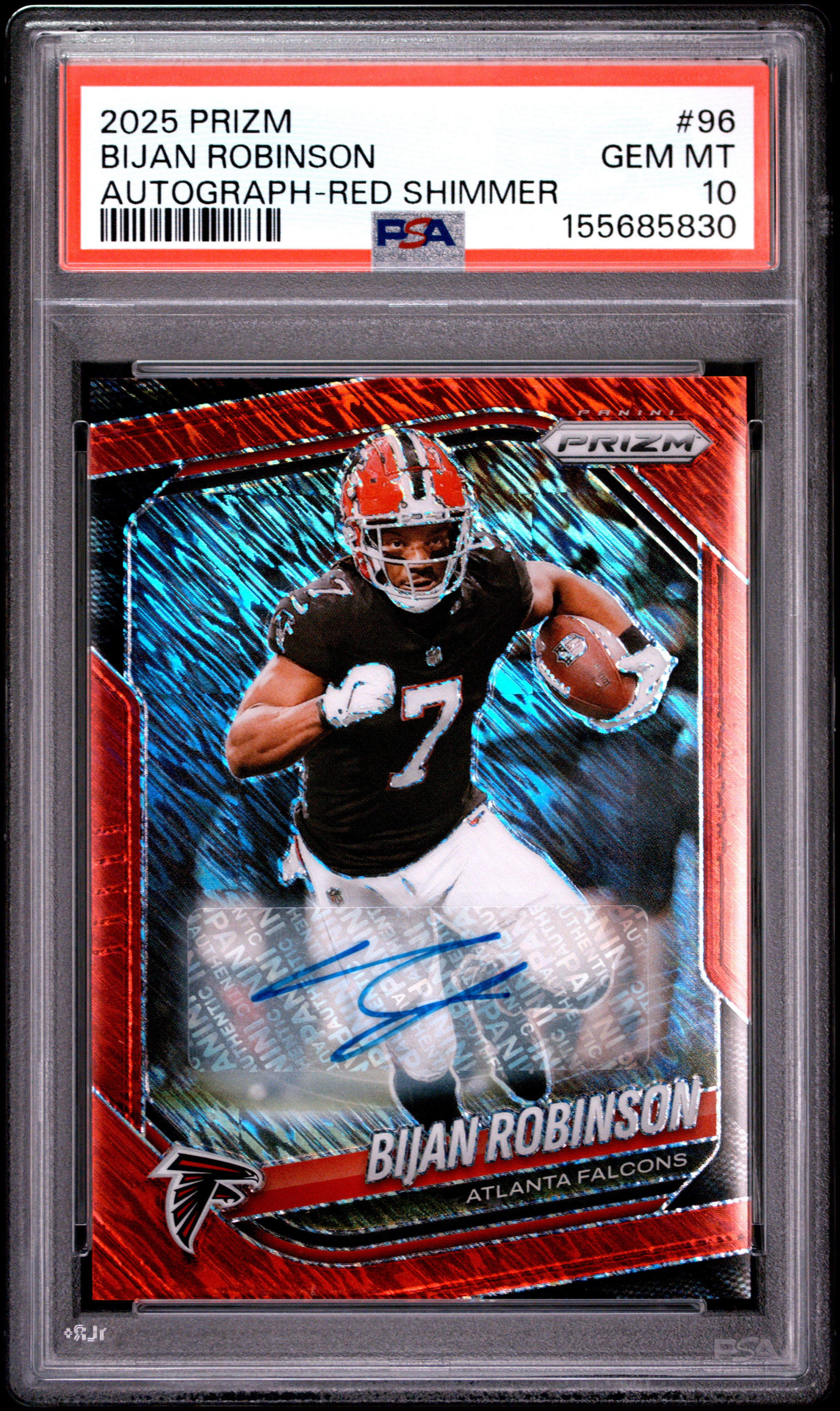 2025 PANINI PRIZM #96 BIJAN ROBINSON AUTOGRAPH-RED SHIMMER 21/35