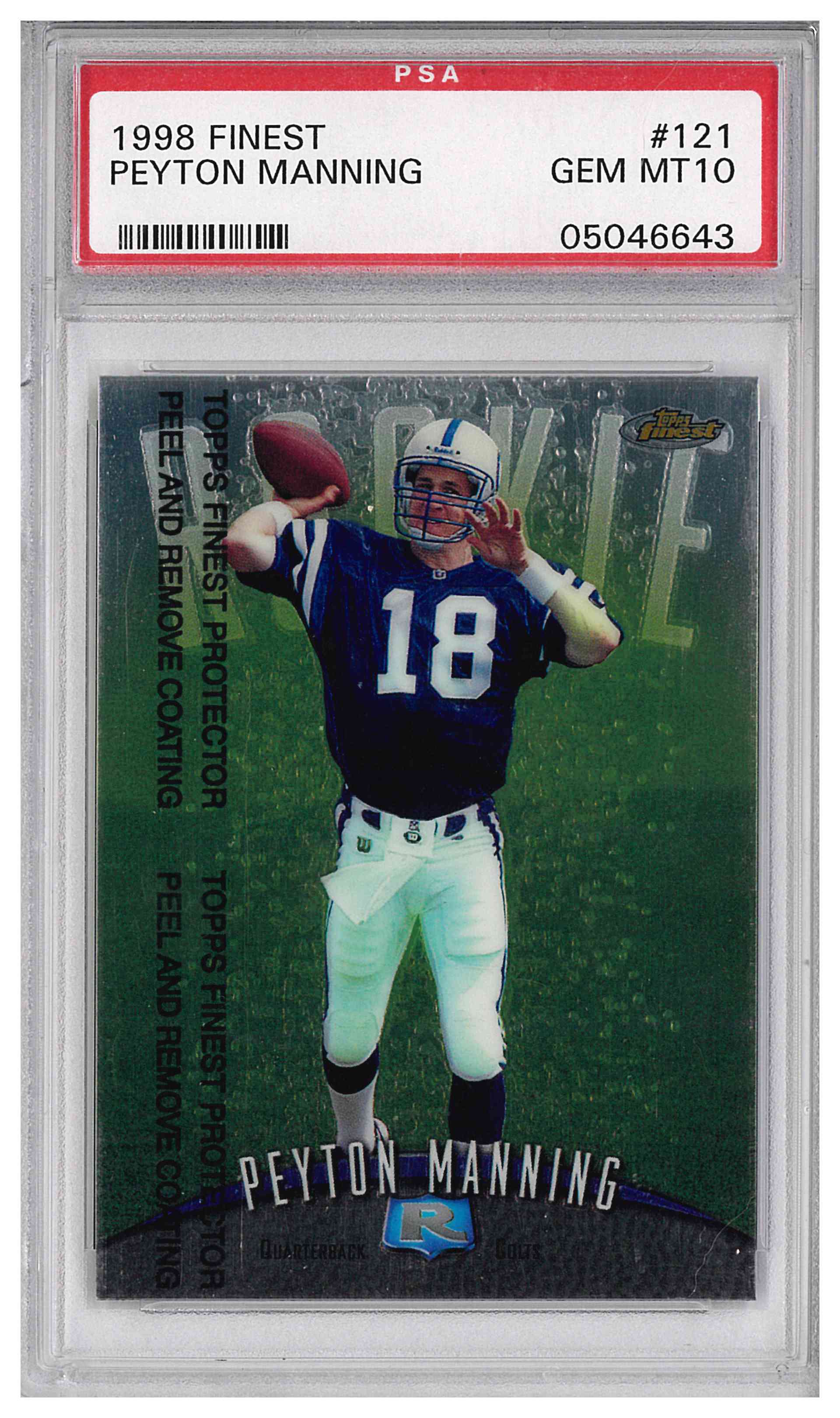 1998 Topps Finest Peyton Manning #121 Rookie RC PSA 10 Colts
