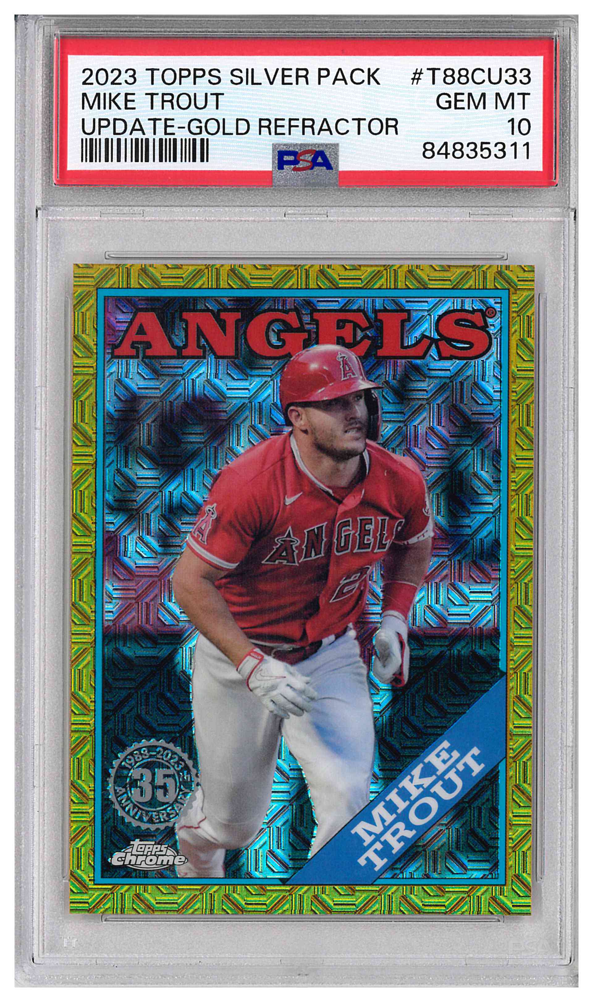 2023 Topps Silver Pack Mike Trout Update Gold Refractor 24/50 PSA 10 (Pop. 5)