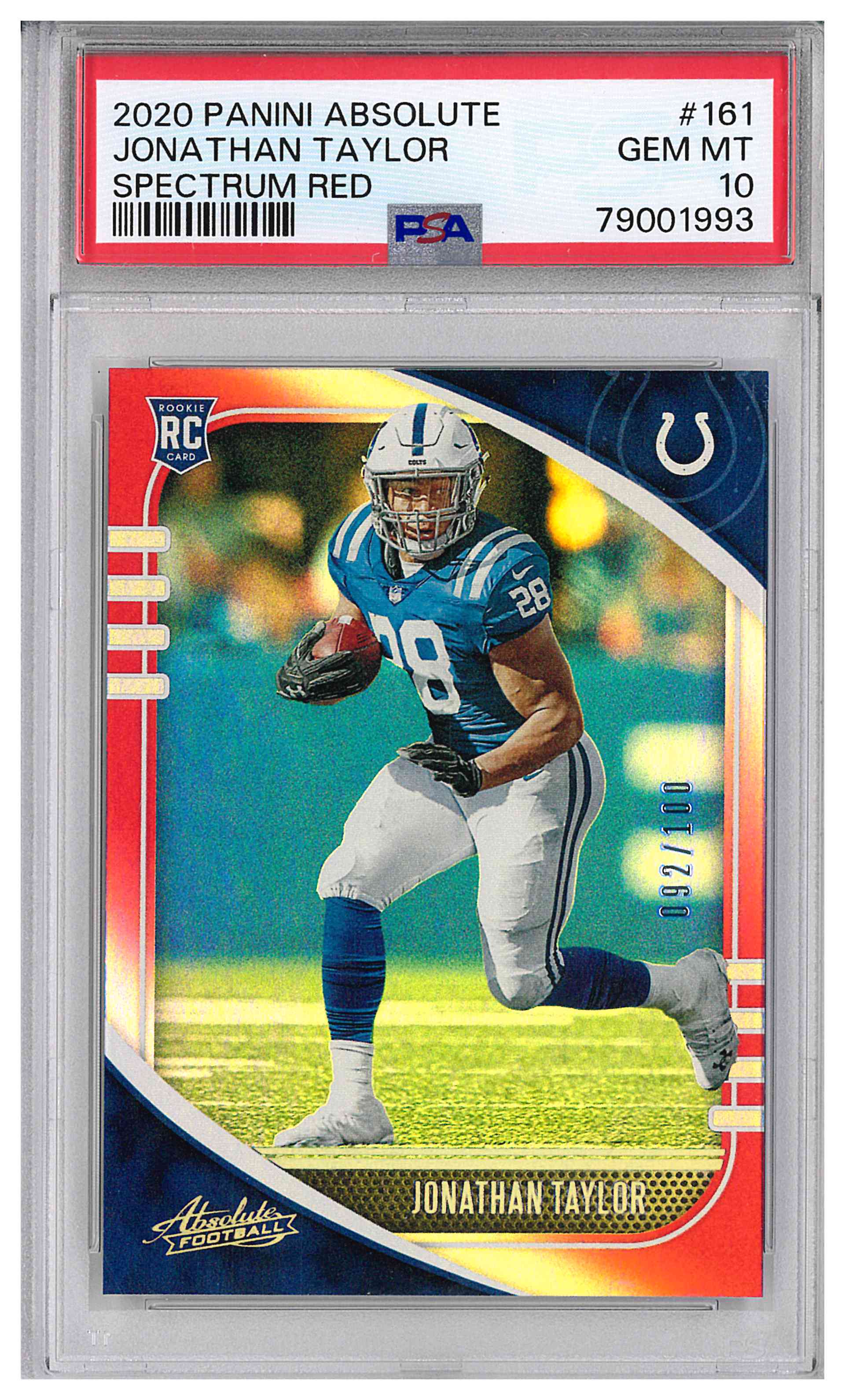 2020 Panini Absolute JONATHAN TAYLOR #161 Spectrum Red Rookie /100