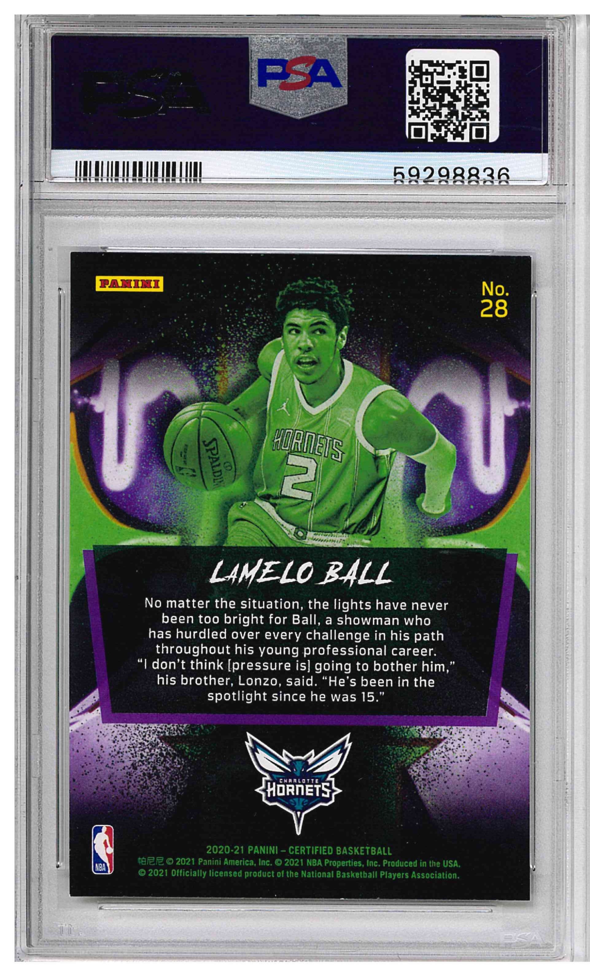 LaMelo Ball 2020-21 Certified 2020 #28 RC, reverse