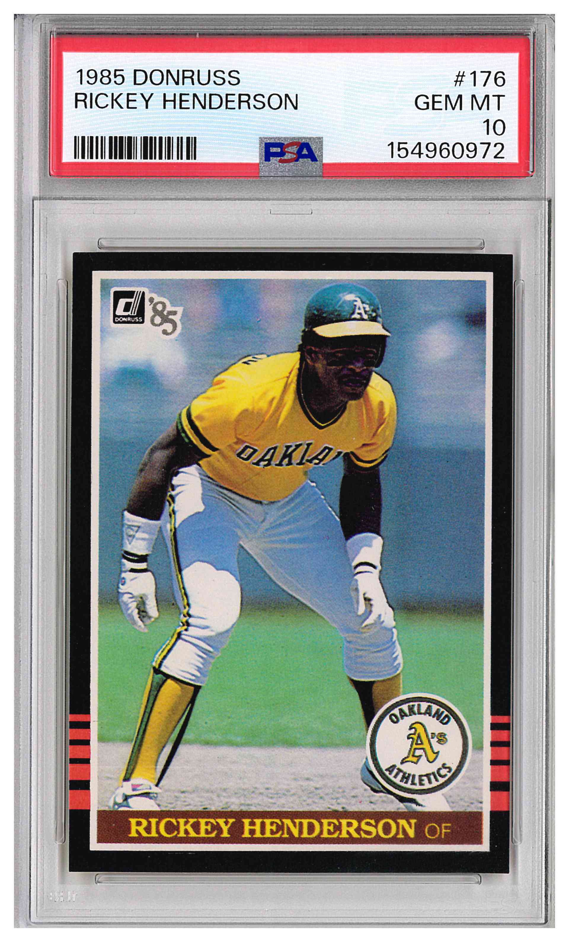 1985 Donruss - Rickey Henderson Athletics #176 PSA 10
