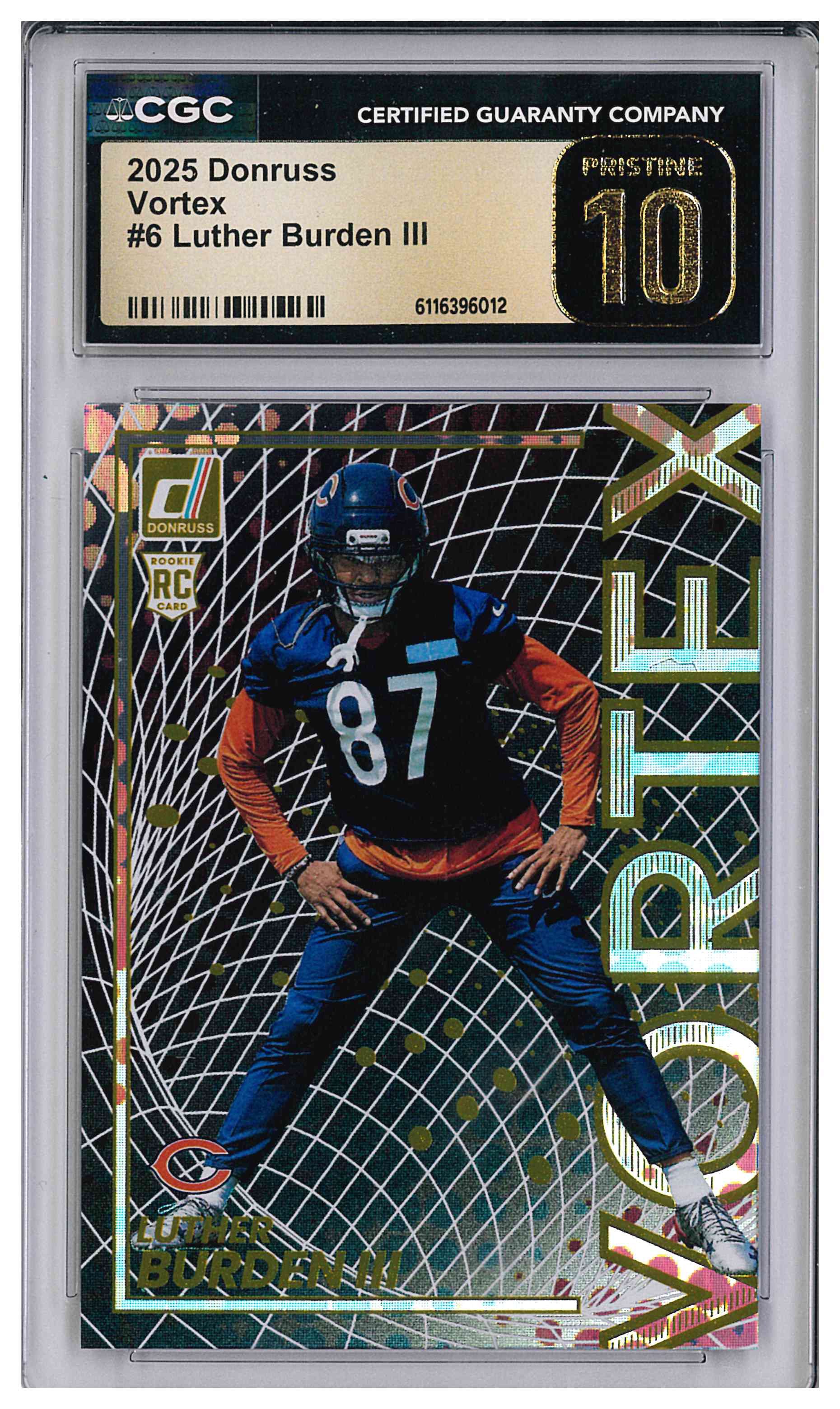 2025 Panini Donruss Luther Burden III Vortex RC Rookie #6 Bears CGC 10 Pristine