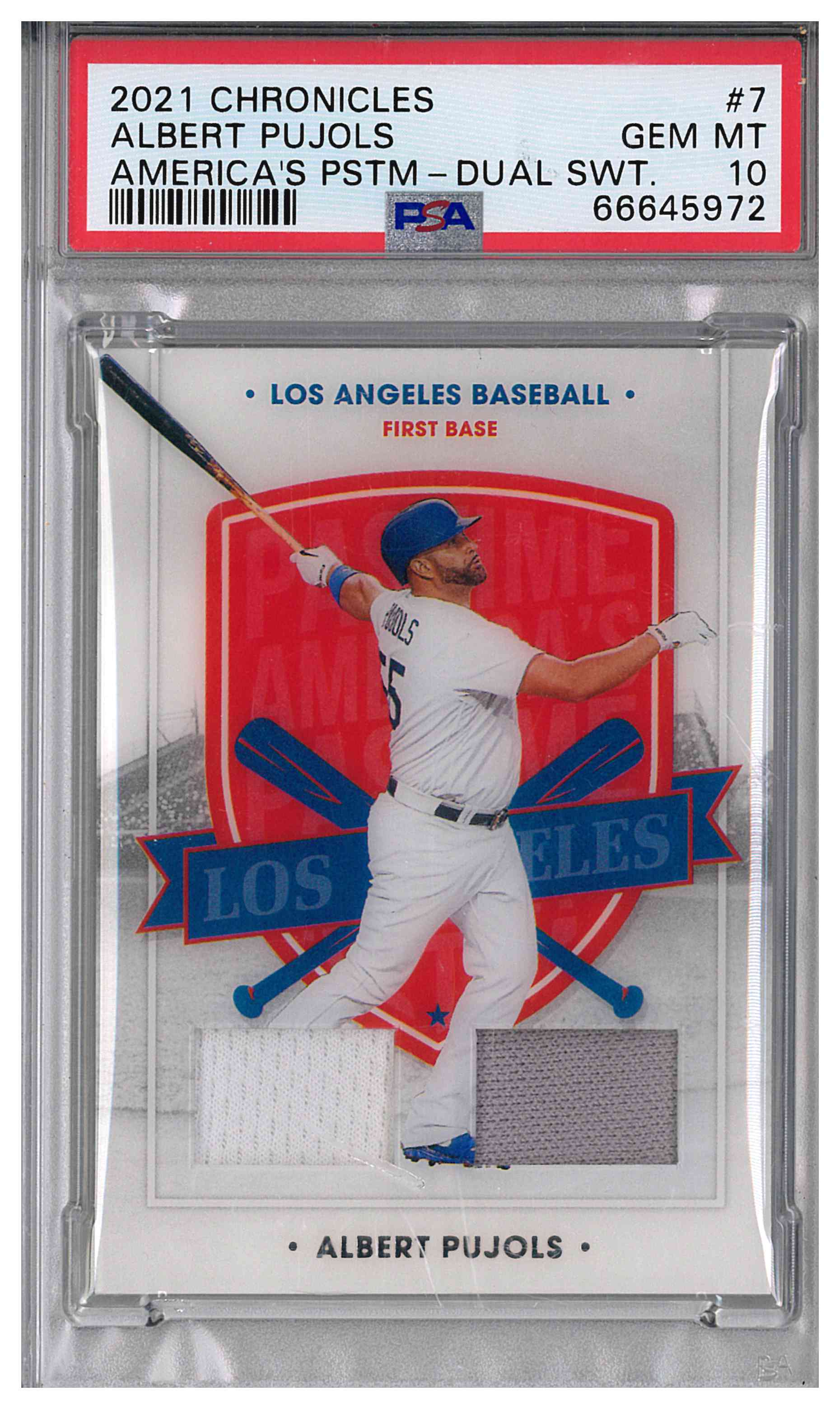 2021 America's Pastime Chronicles Albert Pujuls Dual Game- Worn Jersey PSA 10
