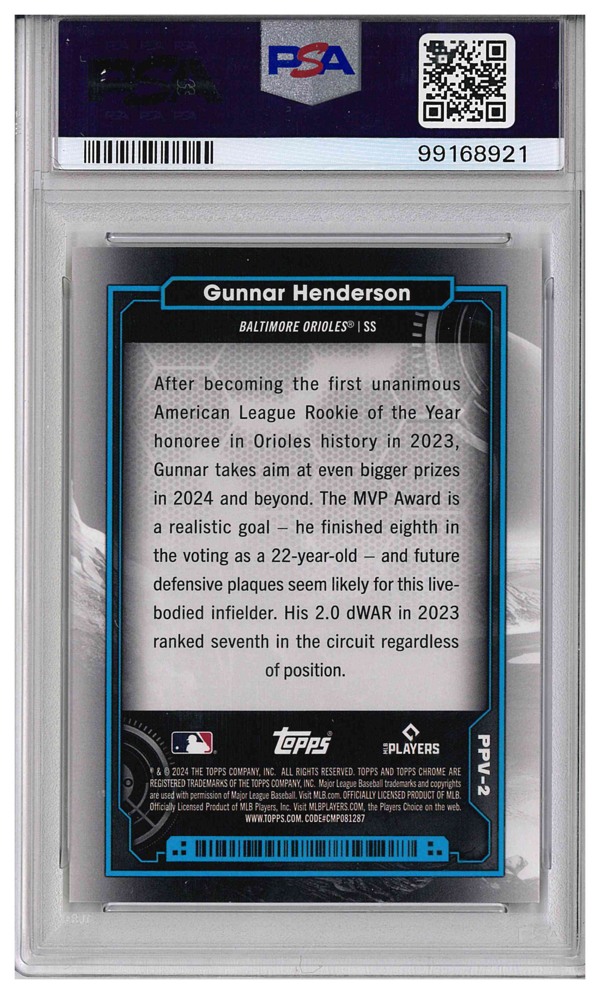 2024 Topps Cosmic Chrome GUNNAR HENDERSON Planetary Pursuit #PPV-2 Venus PLANETARY PURSUIT-VENUS, reverse