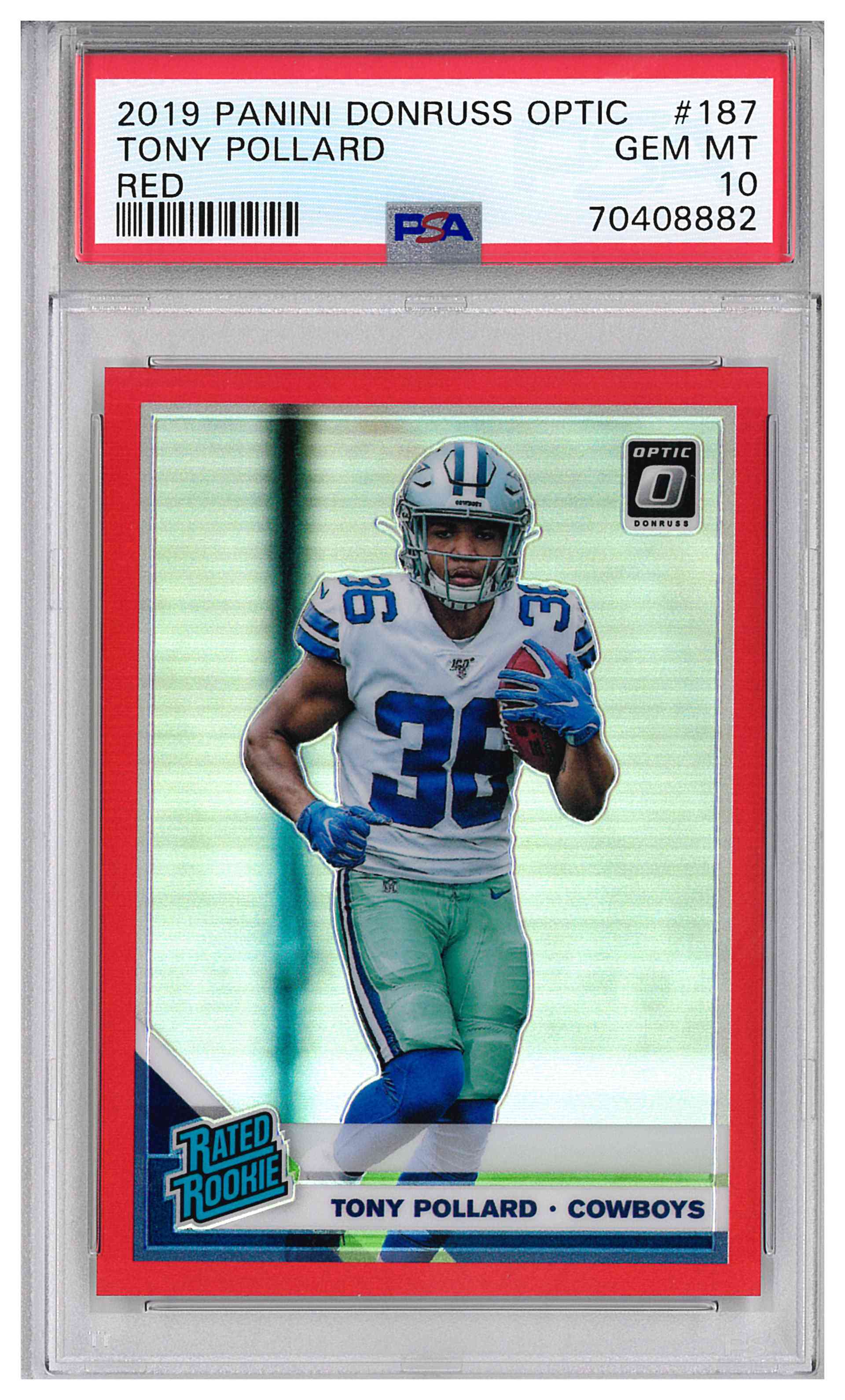 2019 Panini Donruss Optic - Rated Rookie Tony Pollard #187 Red Prizm /99 (RC)