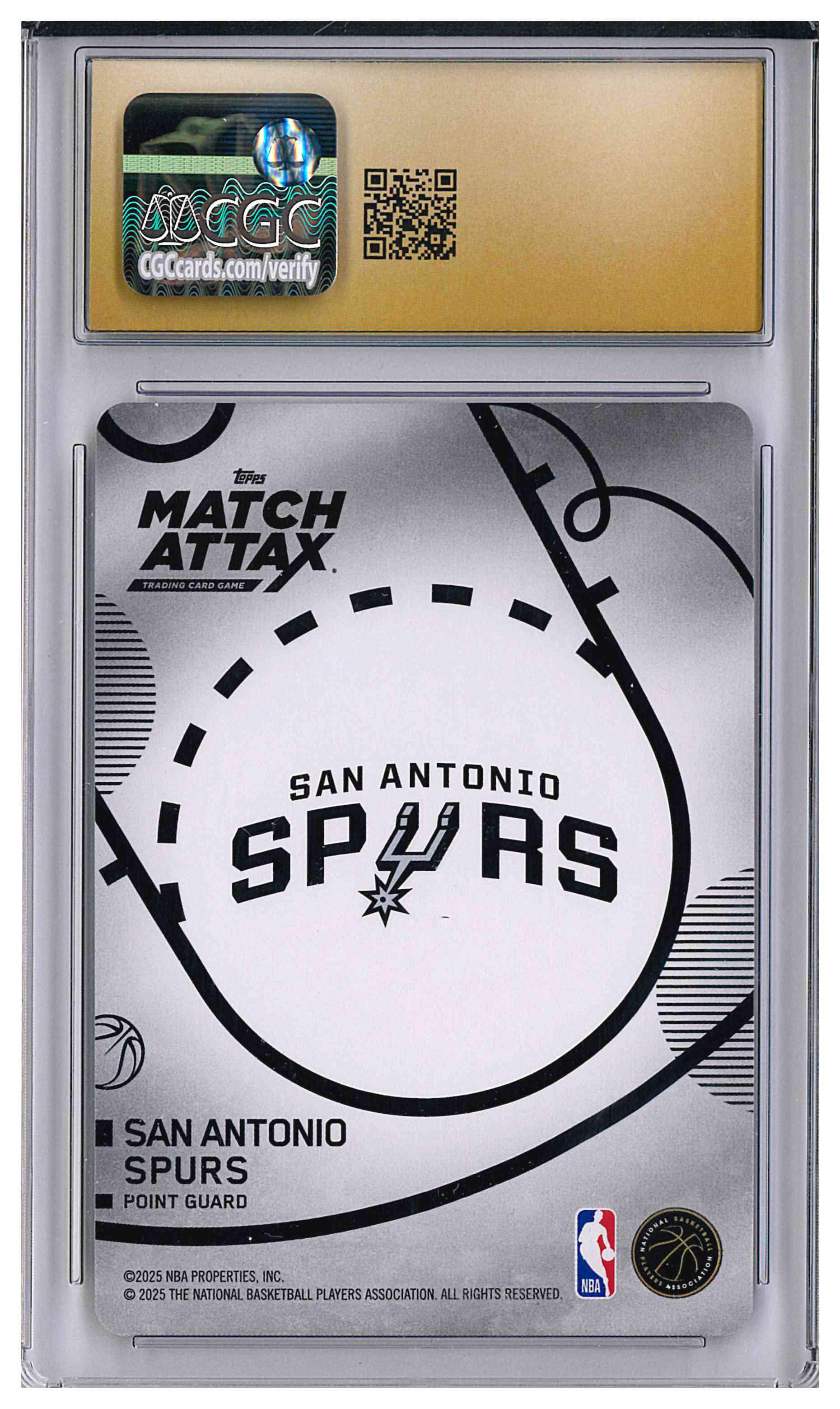 2025 Topps Match Attax Dylan Harper #122 RC Black Uncommon CGC 10 Pristine, reverse