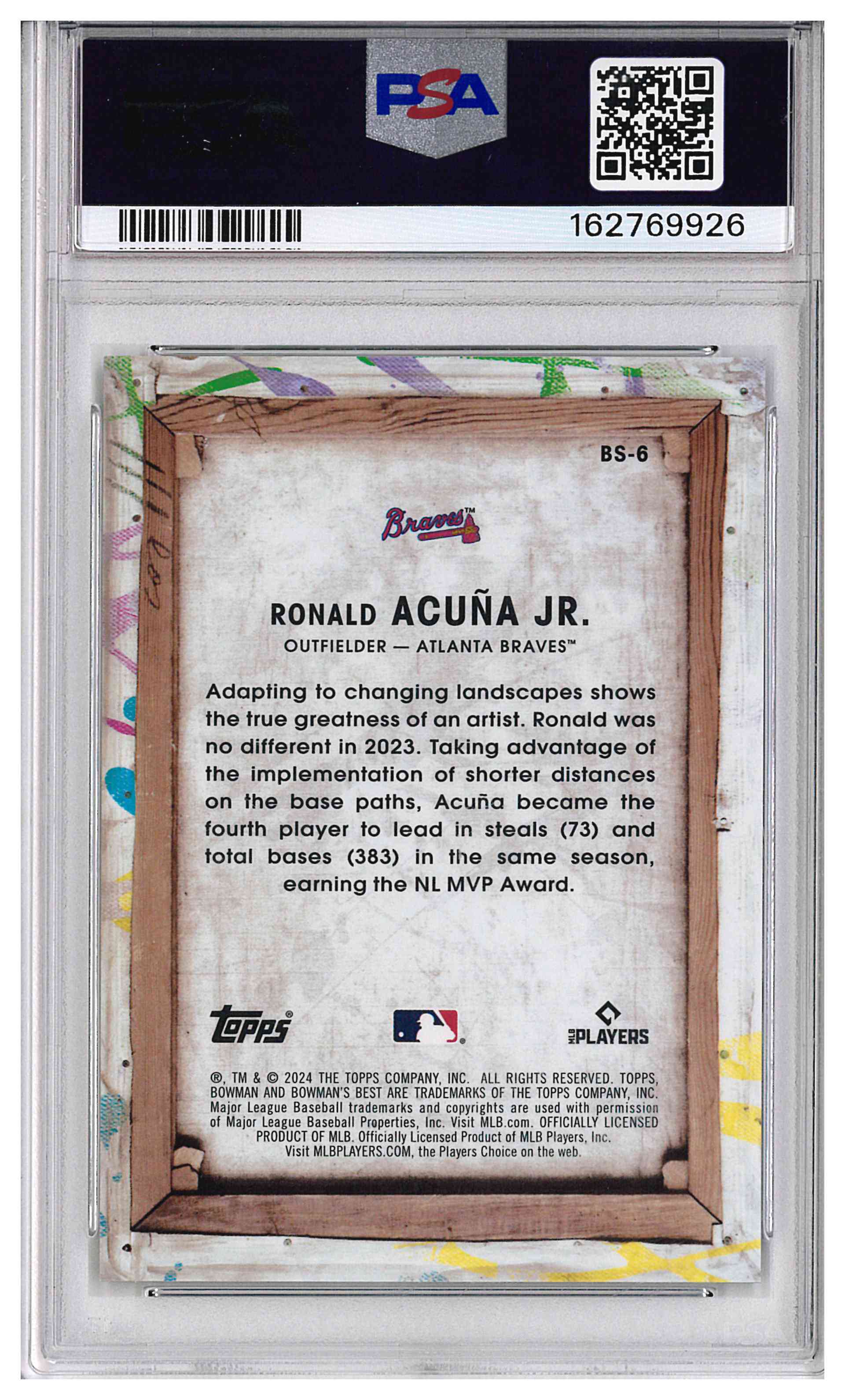 2024 Bowman's Best - Bowman Showpieces Ronald Acuña Jr. #BS-6 PSA 10 Braves, reverse