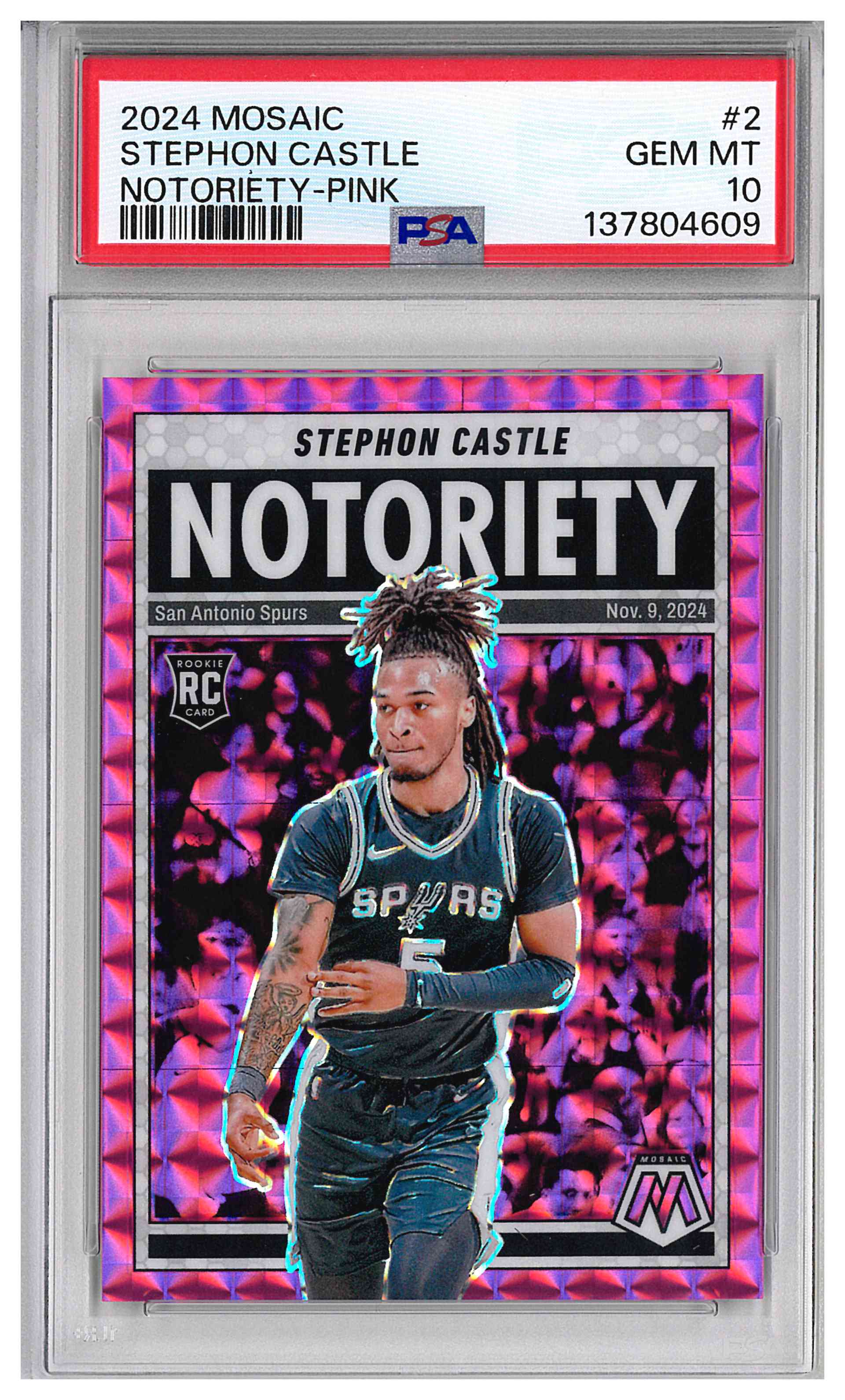 2024 Panini Mosaic STEPHON CASTLE #2 NOTORIETY-PINK NOTORIETY-PINK - ROOKIE /149
