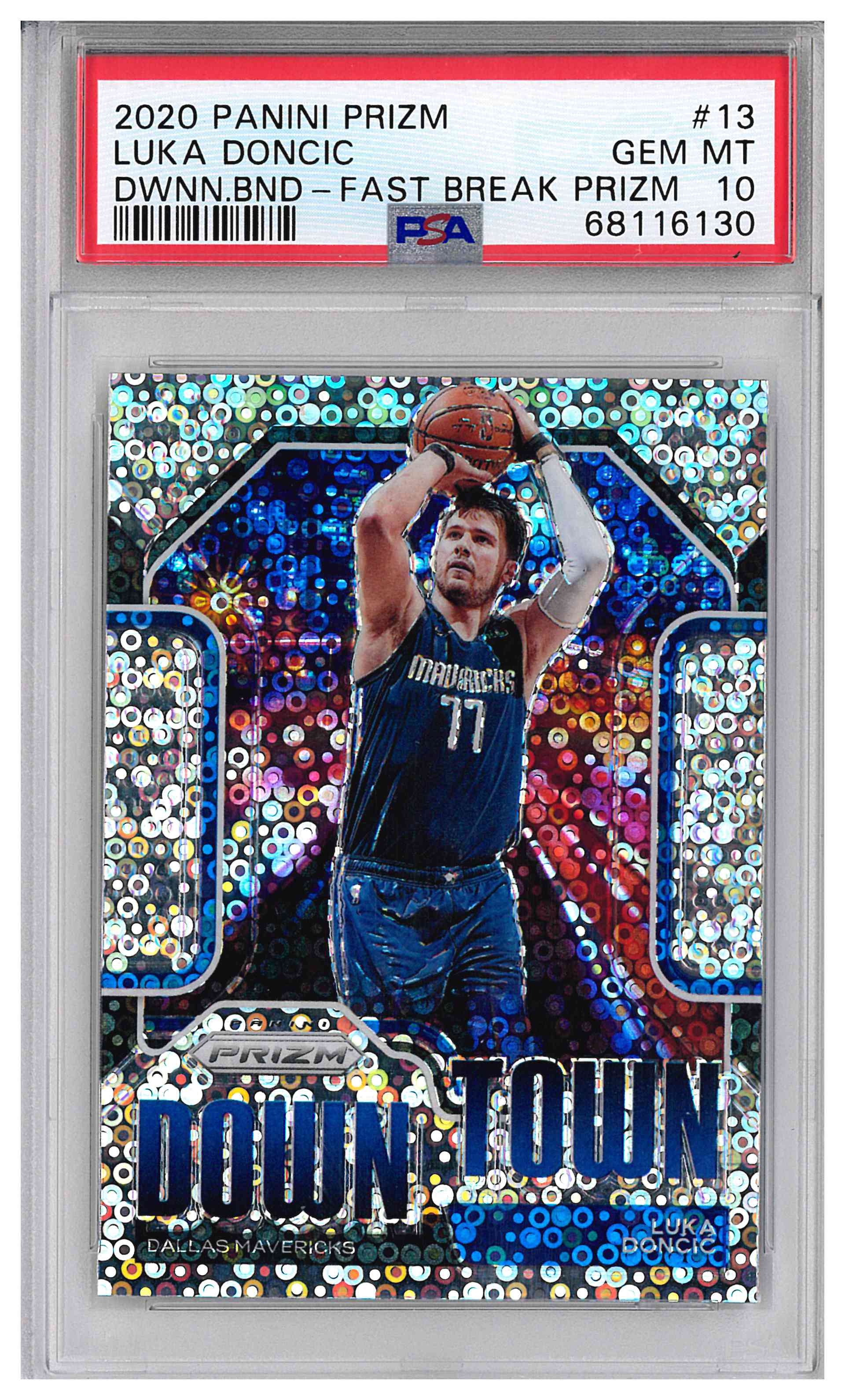 Luka Doncic 2020 Panini Prizm Downtown Fast Break Prizm PSA 10,