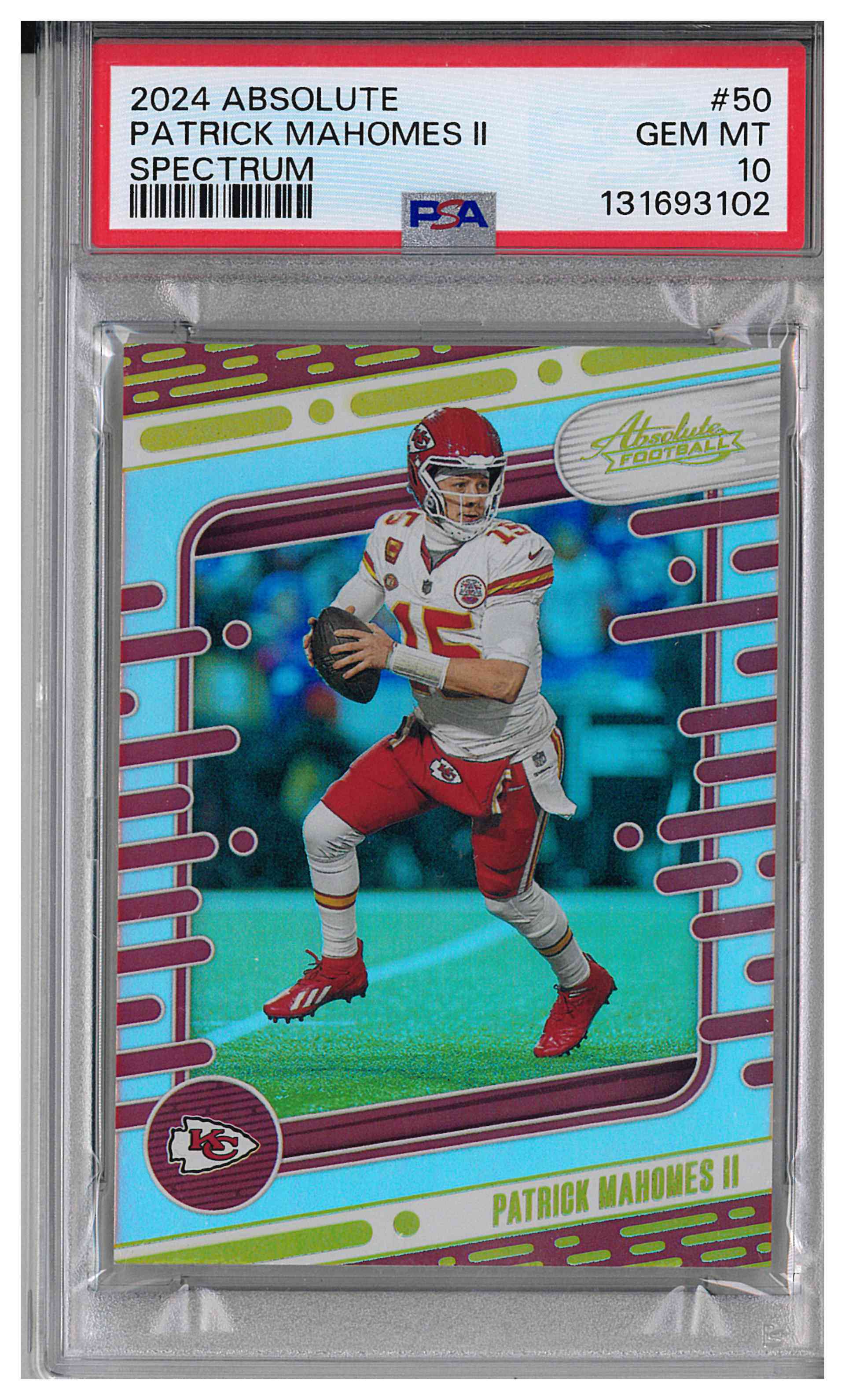2024 Absolute #50 Patrick Mahomes Spectrum PSA 10