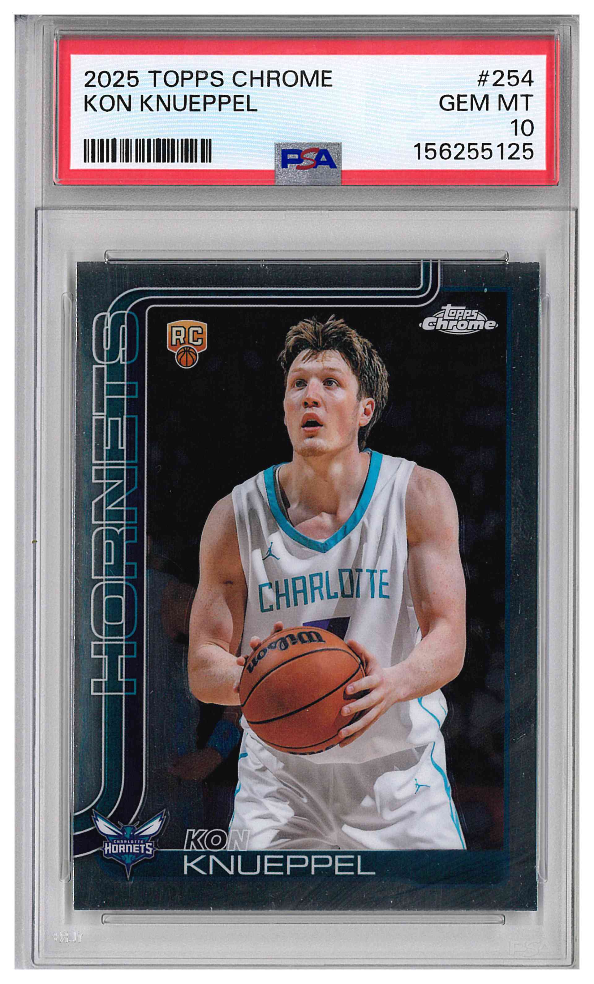 2025 Topps Chrome Basketball Kon Knueppel ROOKIE #254 PSA 10 HORNETS GEM MINT
