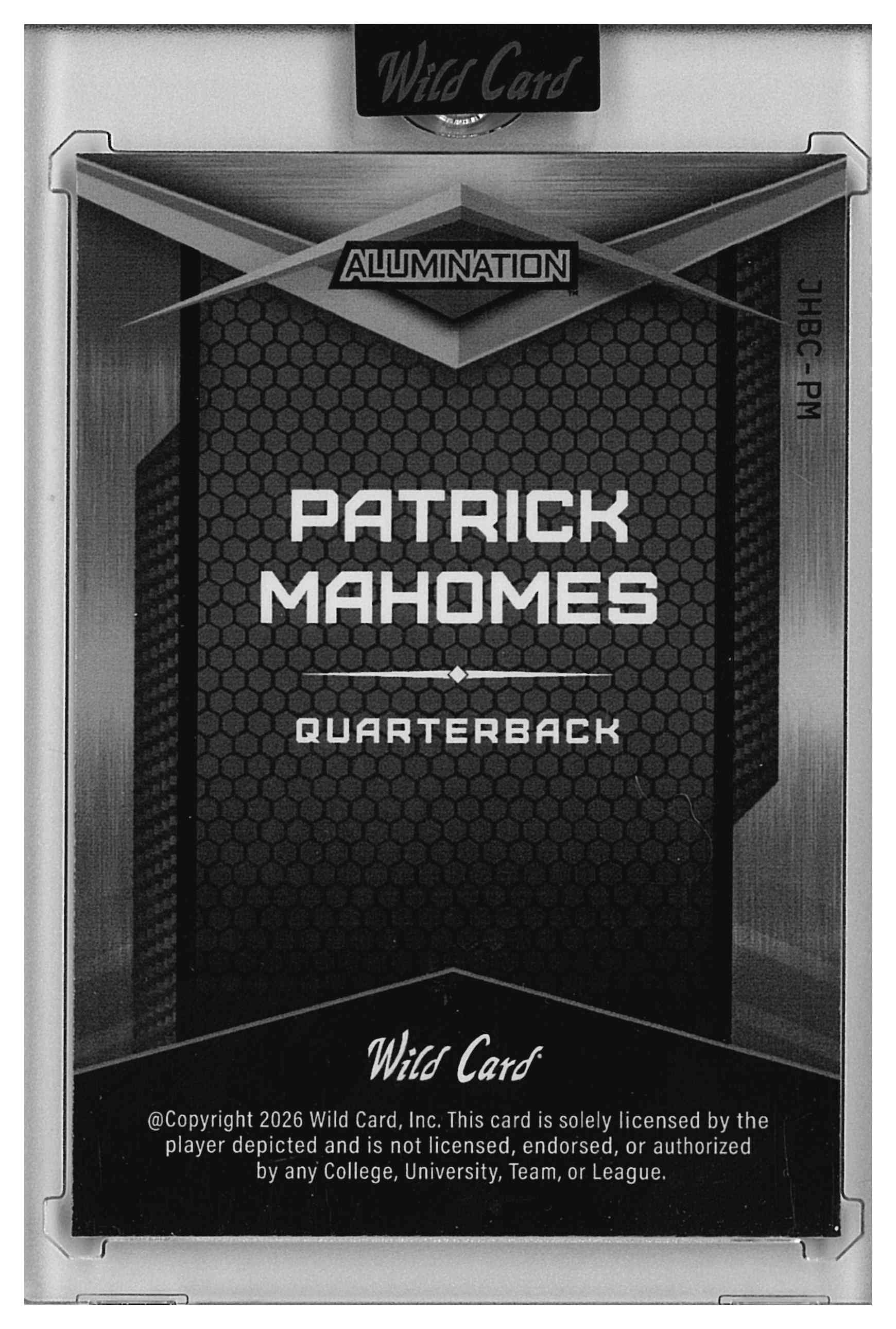 2026 Wild Card Patrick Mahomes Alumination /8 JHBC-PM, reverse