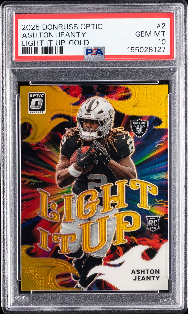 Ashton Jeanty 2025 Donruss Optic Light It Up /10 PSA 10