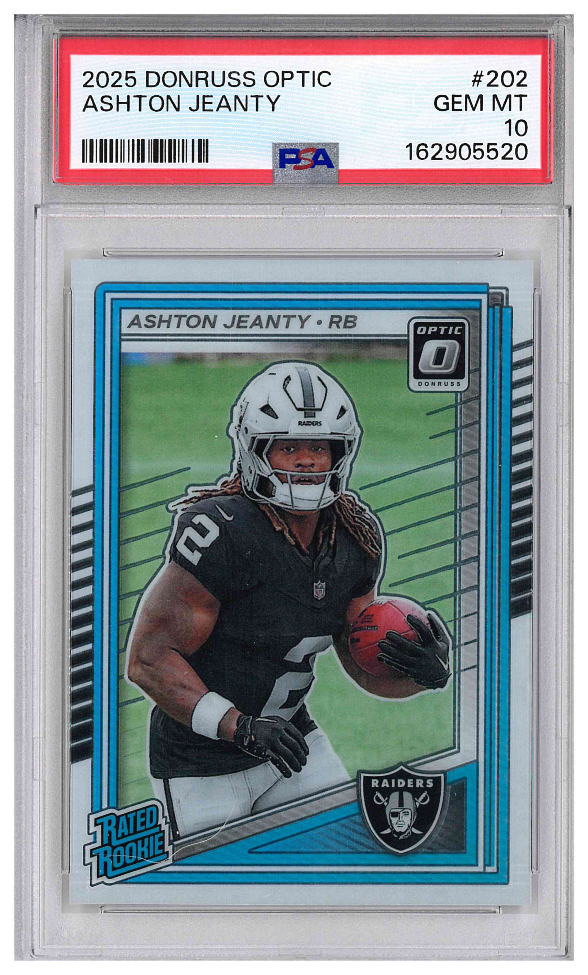 2025 Panini Donruss Optic Ashton Jeanty Rated Rookie #202 Raiders PSA 10