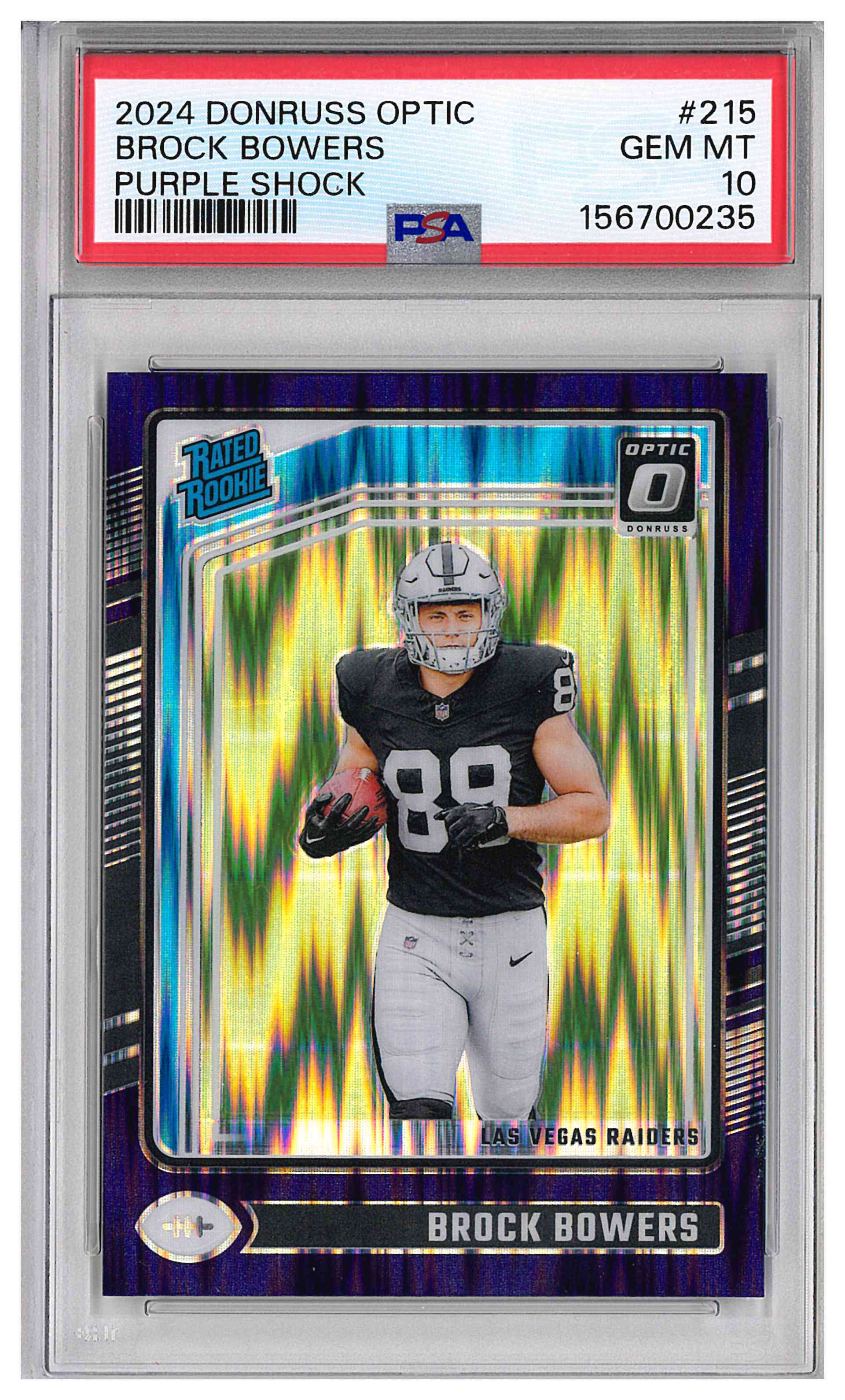 2024 Donruss Optic Brock Bowers Rookie Purple Shock RC PSA 10 GEM MT!