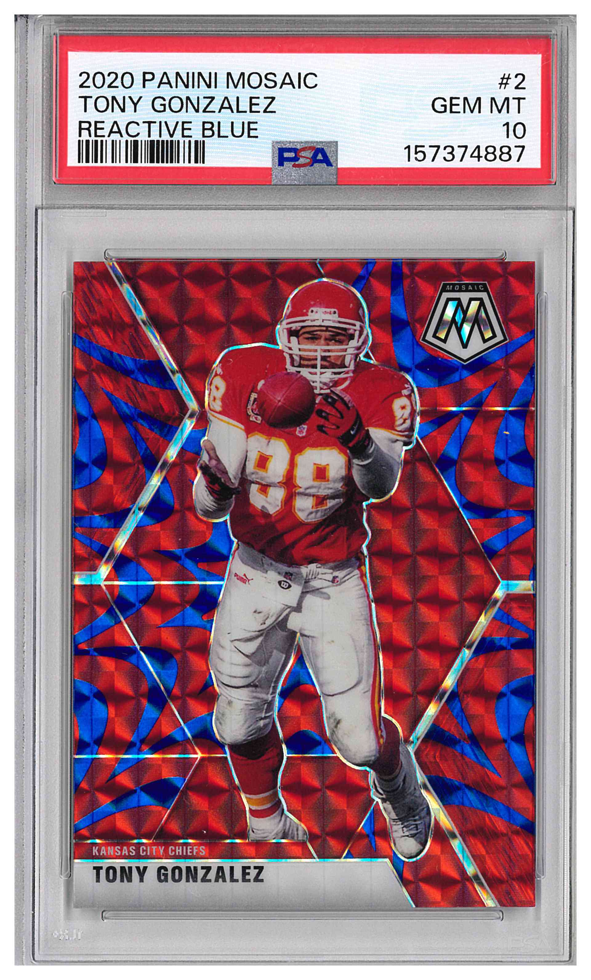2020 PANINI MOSAIC REACTIVE BLUE PRIZM #2 TONY GONZALEZ HOF