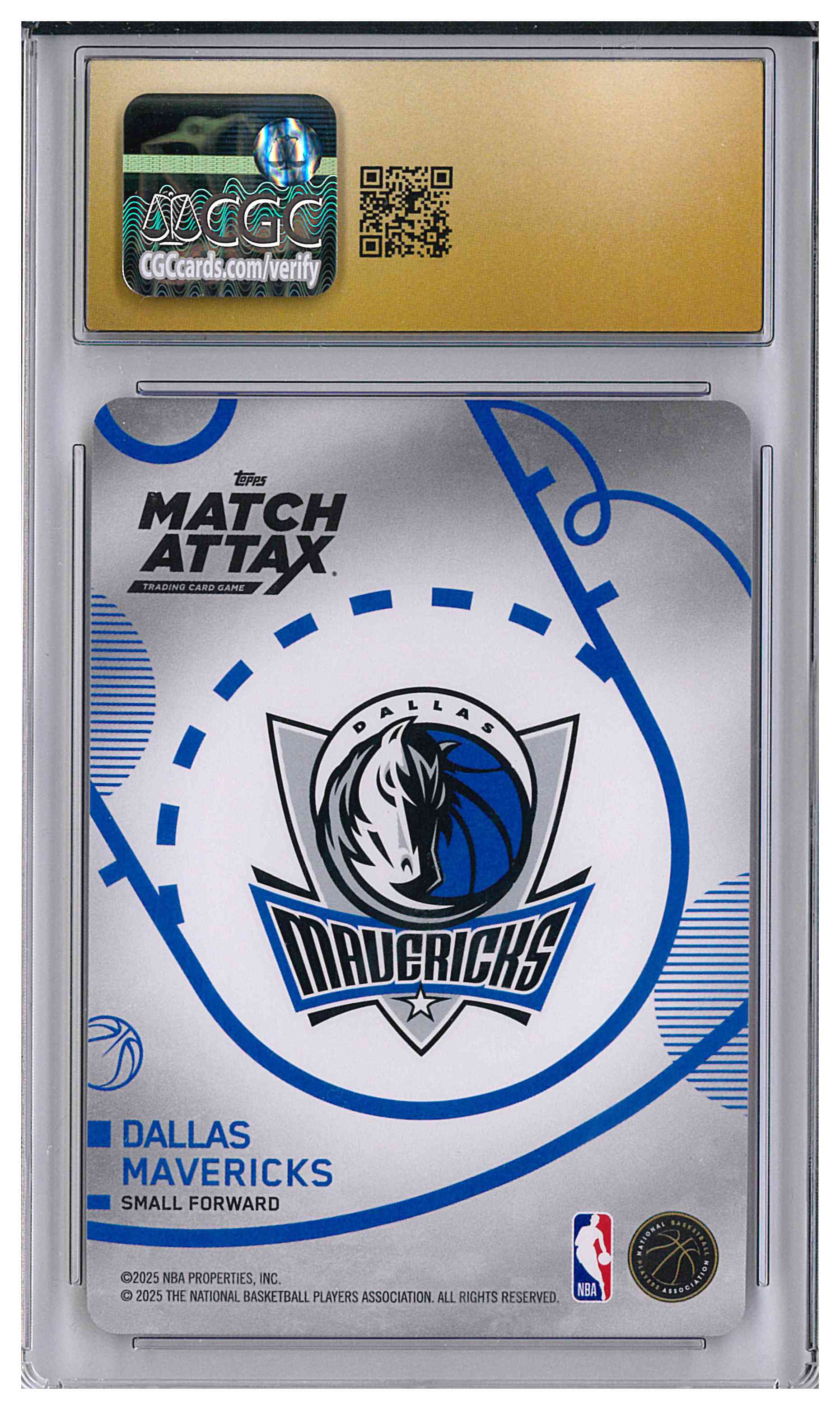 2025 Topps Match Attax Cooper Flagg RC Rookie Hot Prospects CGC 10 Pristine, reverse