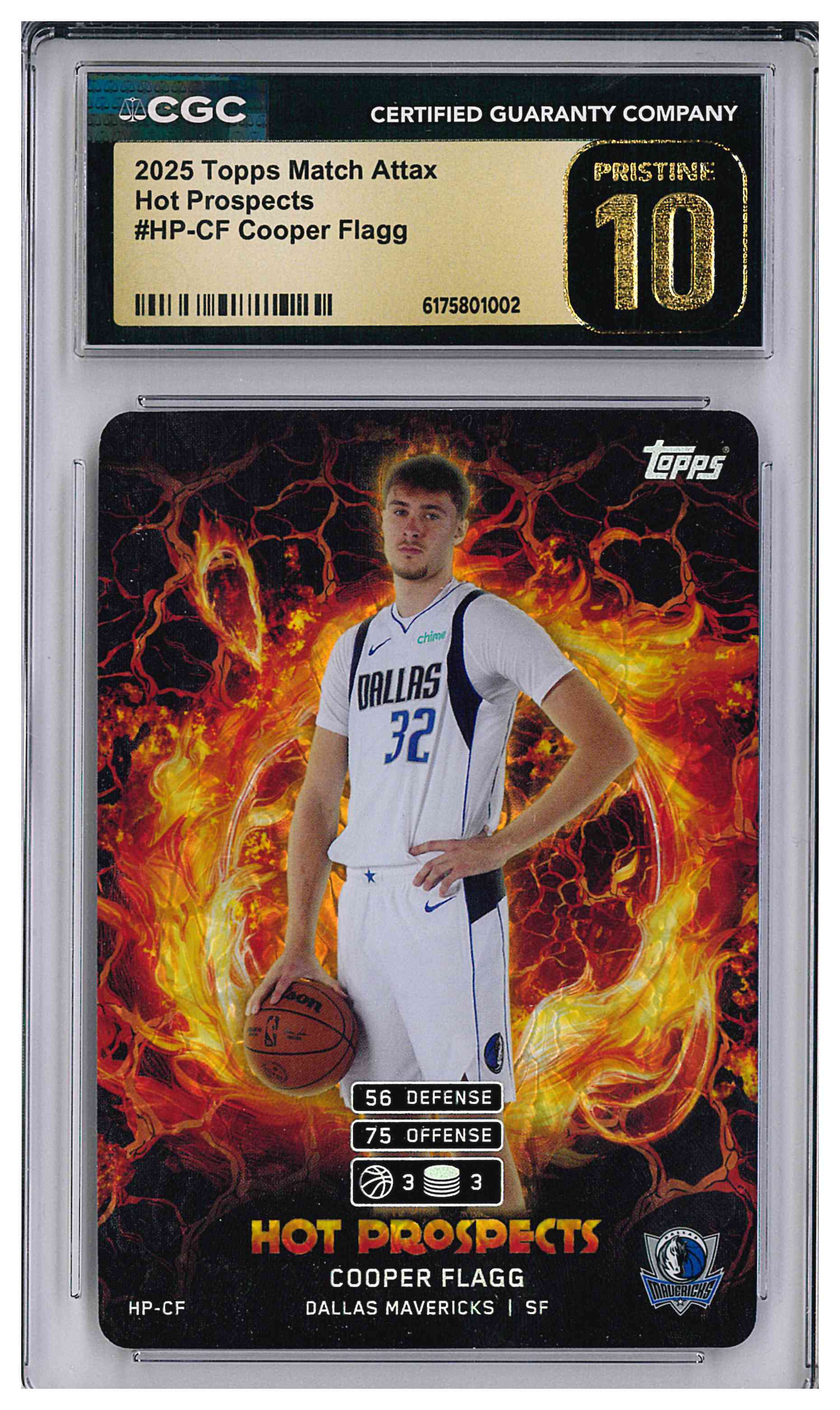 2025 Topps Match Attax Cooper Flagg RC Rookie Hot Prospects CGC 10 Pristine
