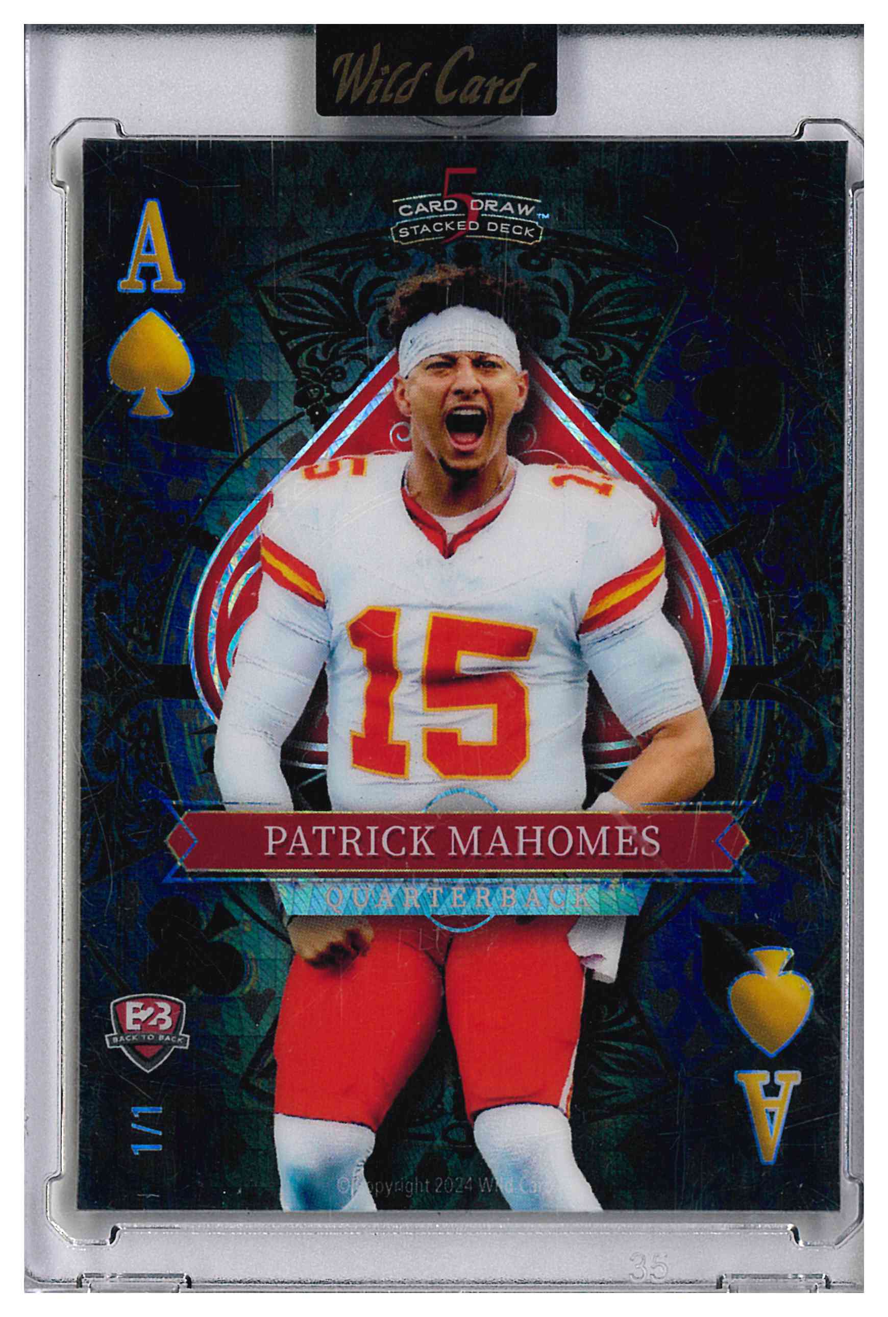 Josh Allen / Patrick Mahomes 2024 Wild Card 5 Card Draw Stacked Deck Ace of Spades #SDJS-PMJANB2B #1/1
