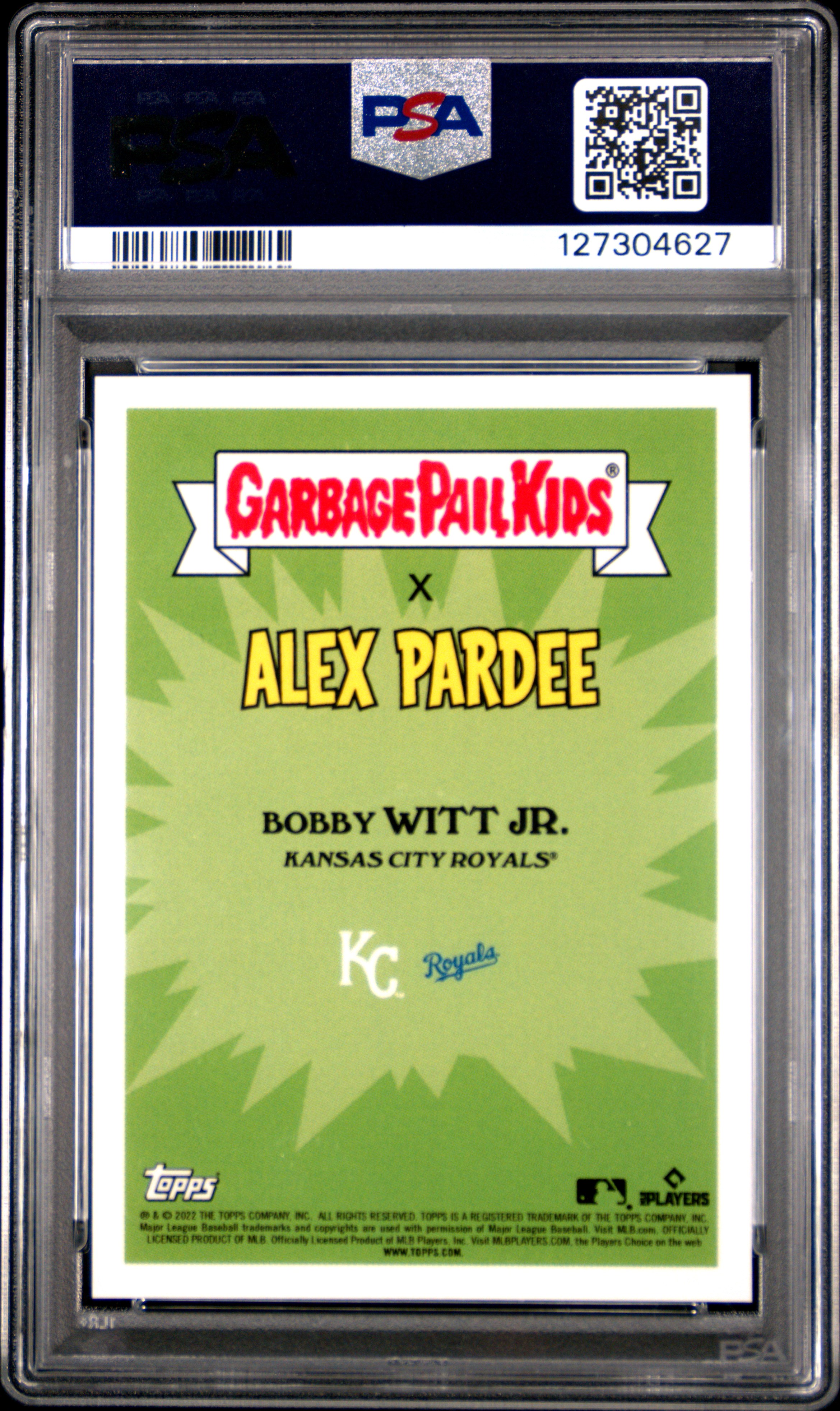 2022 TOPPS GARBAGE PAIL KIDS GPK X MLB SERIES 2 ALEX PARDEE #11a BLAME BOB, reverse
