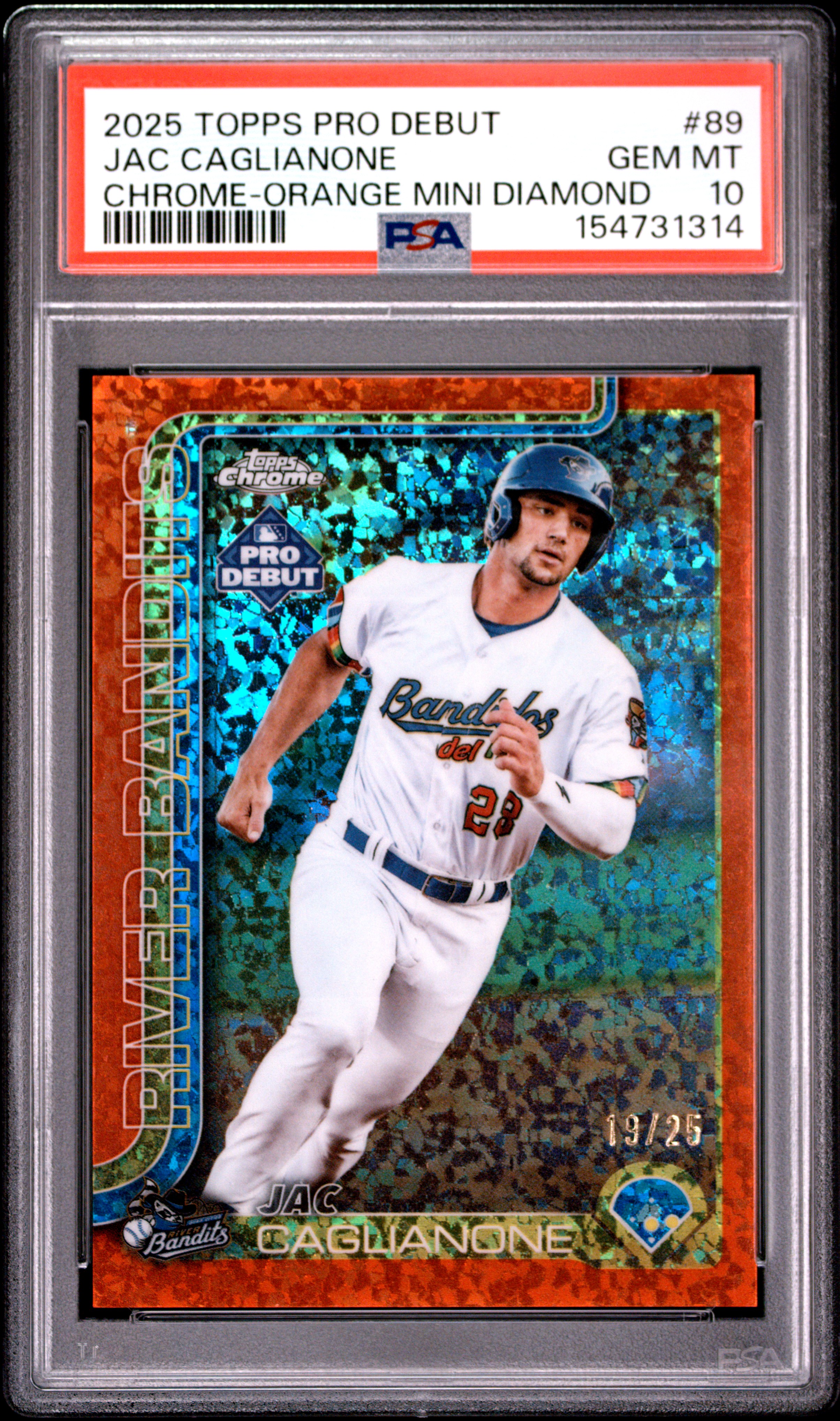 2025 TOPPS PRO DEBUT #89 JAC CAGLIANONE CHROME-ORANGE MINI DIAMOND 19/25