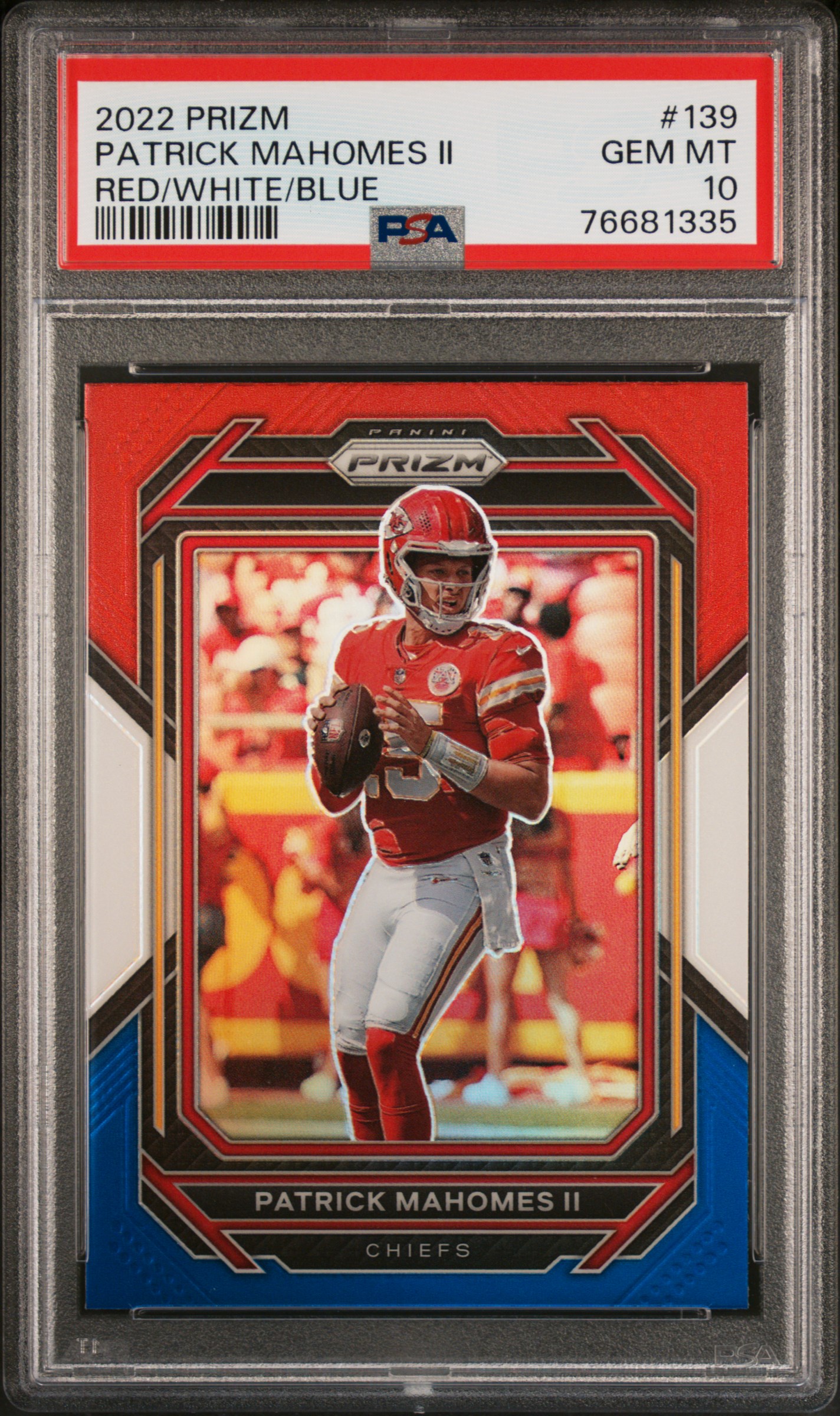 2022 PANINI PRIZM #139 PATRICK MAHOMES II RED/WHITE/BLUE