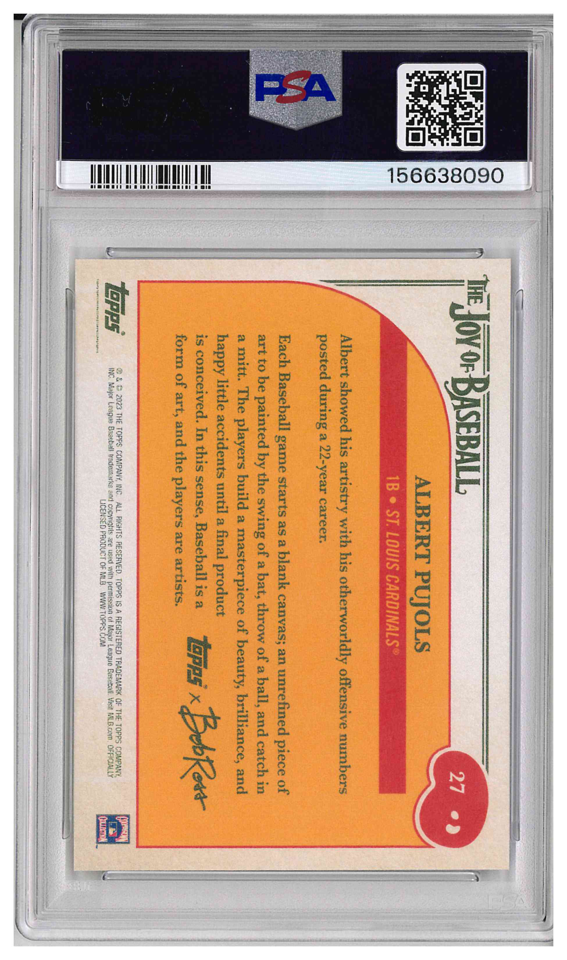 2023 TOPPS X BOB ROSS THE JOY OF BASEBALL #27 ALBERT PUJOLS, reverse