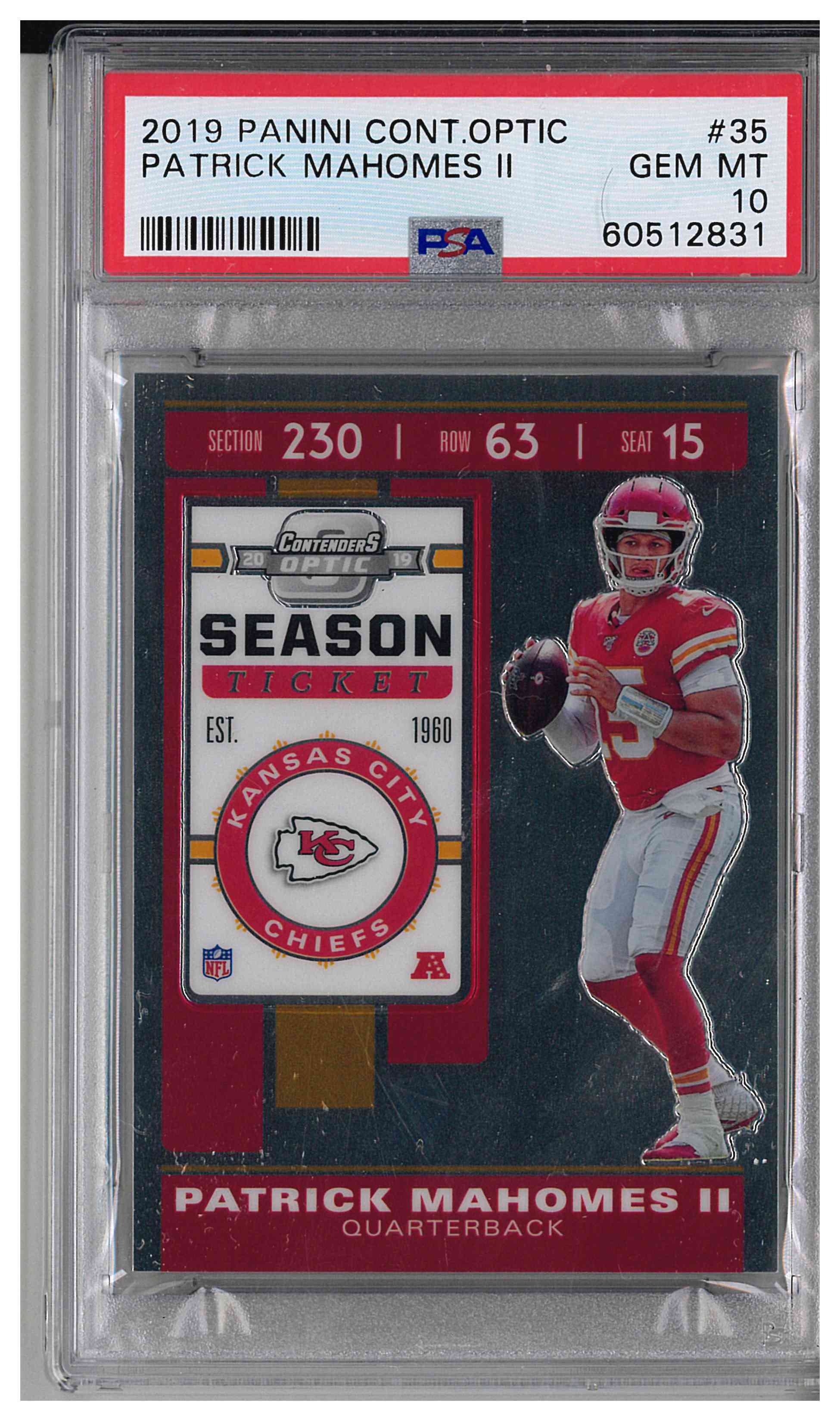 2019 PANINI CONTENDERS OPTIC #35 PATRICK MAHOMES II
