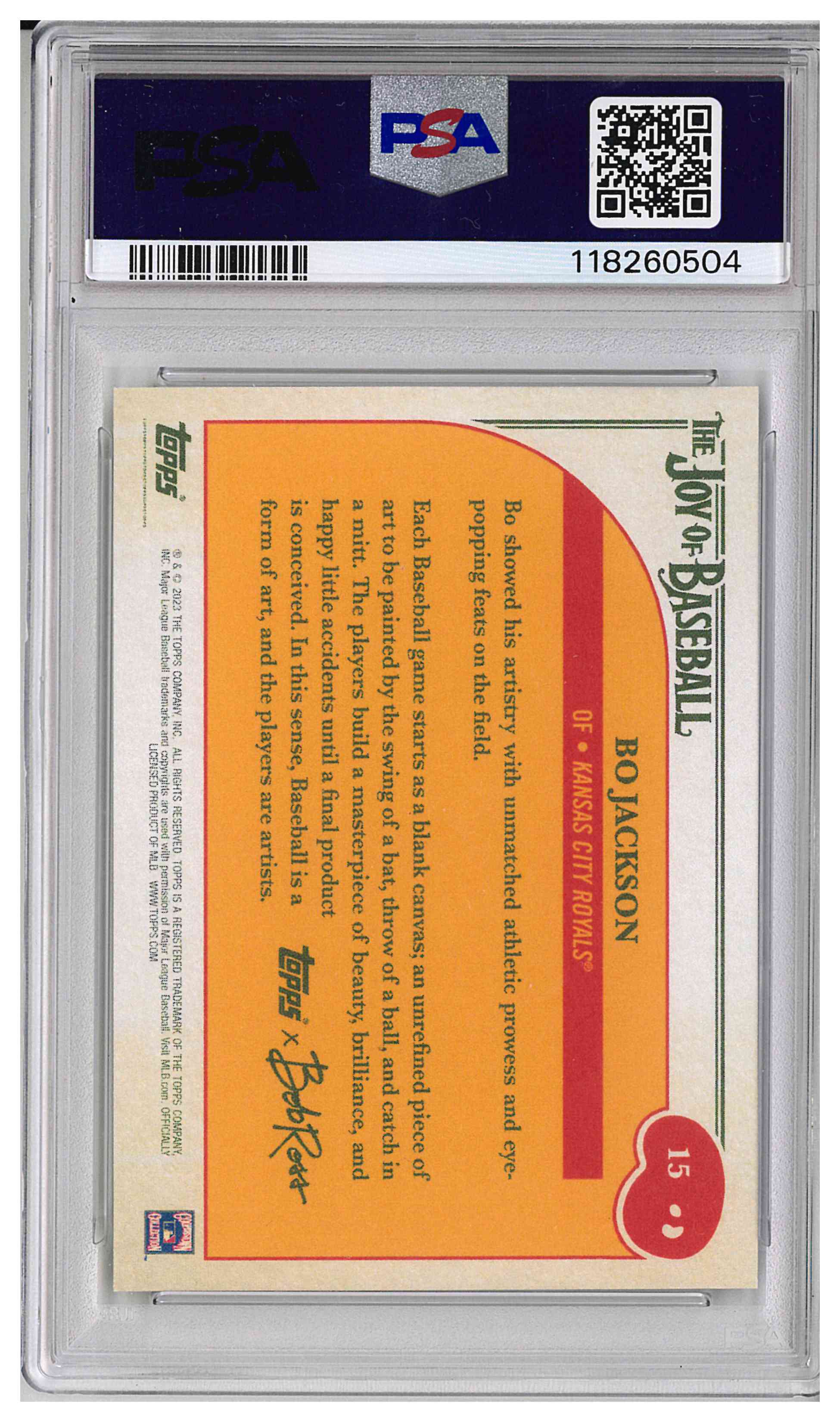 2023 TOPPS X BOB ROSS THE JOY OF BASEBALL #15 BO JACKSON, reverse
