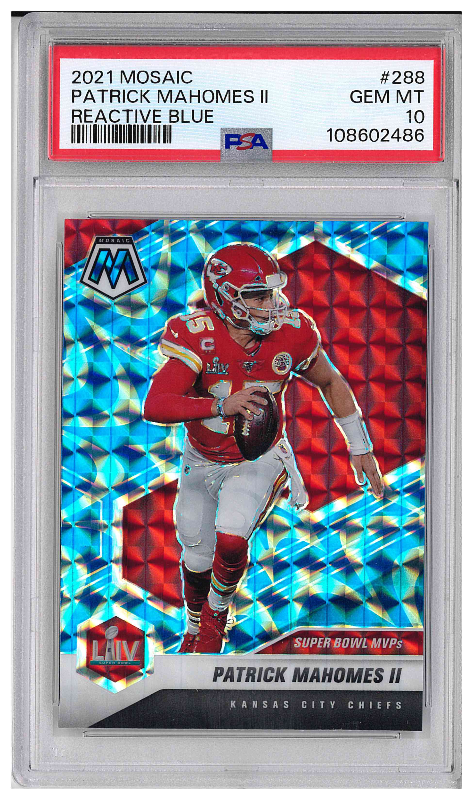 2021 PANINI MOSAIC #288 PATRICK MAHOMES II REACTIVE BLUE