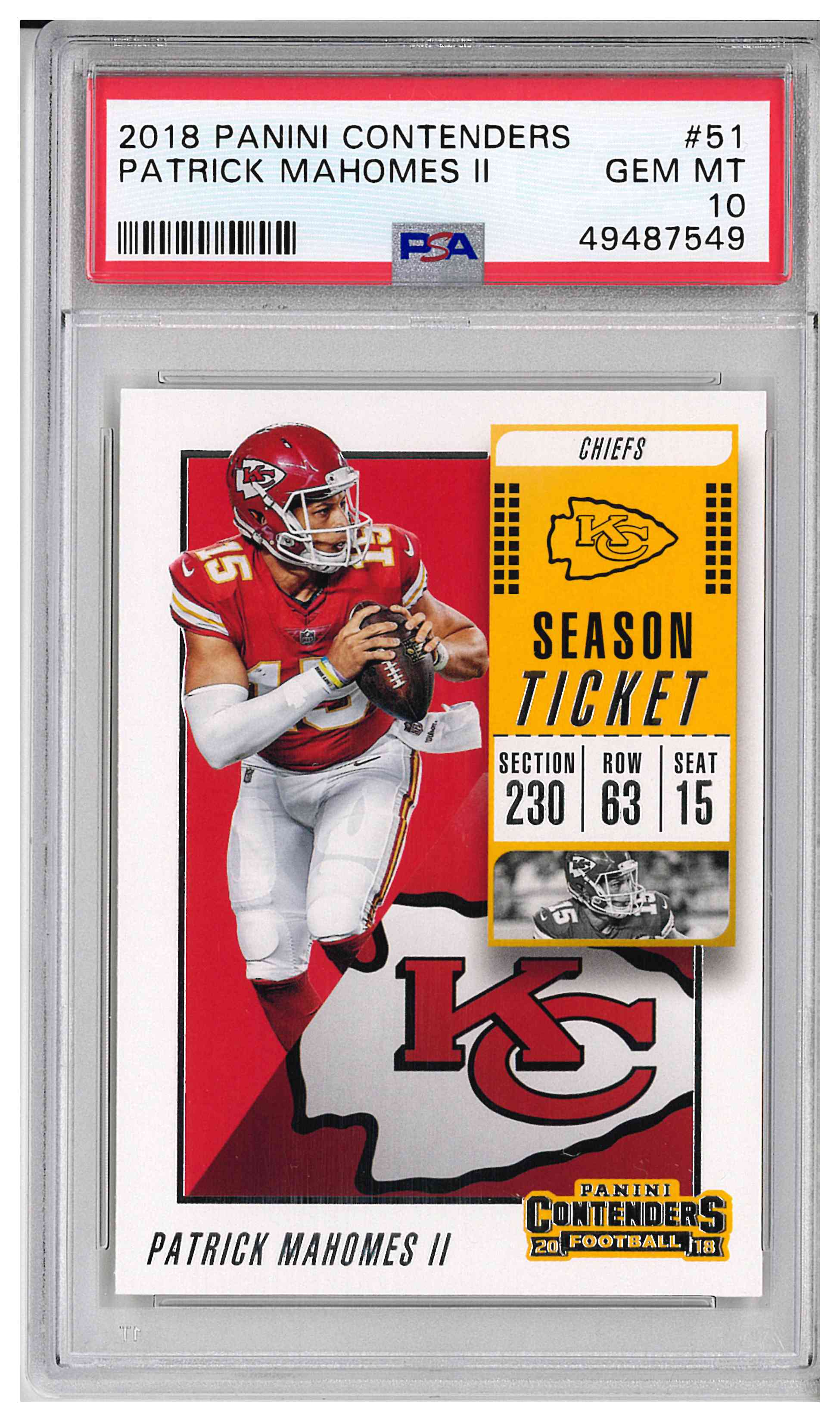 2018 PANINI CONTENDERS #51 PATRICK MAHOMES II