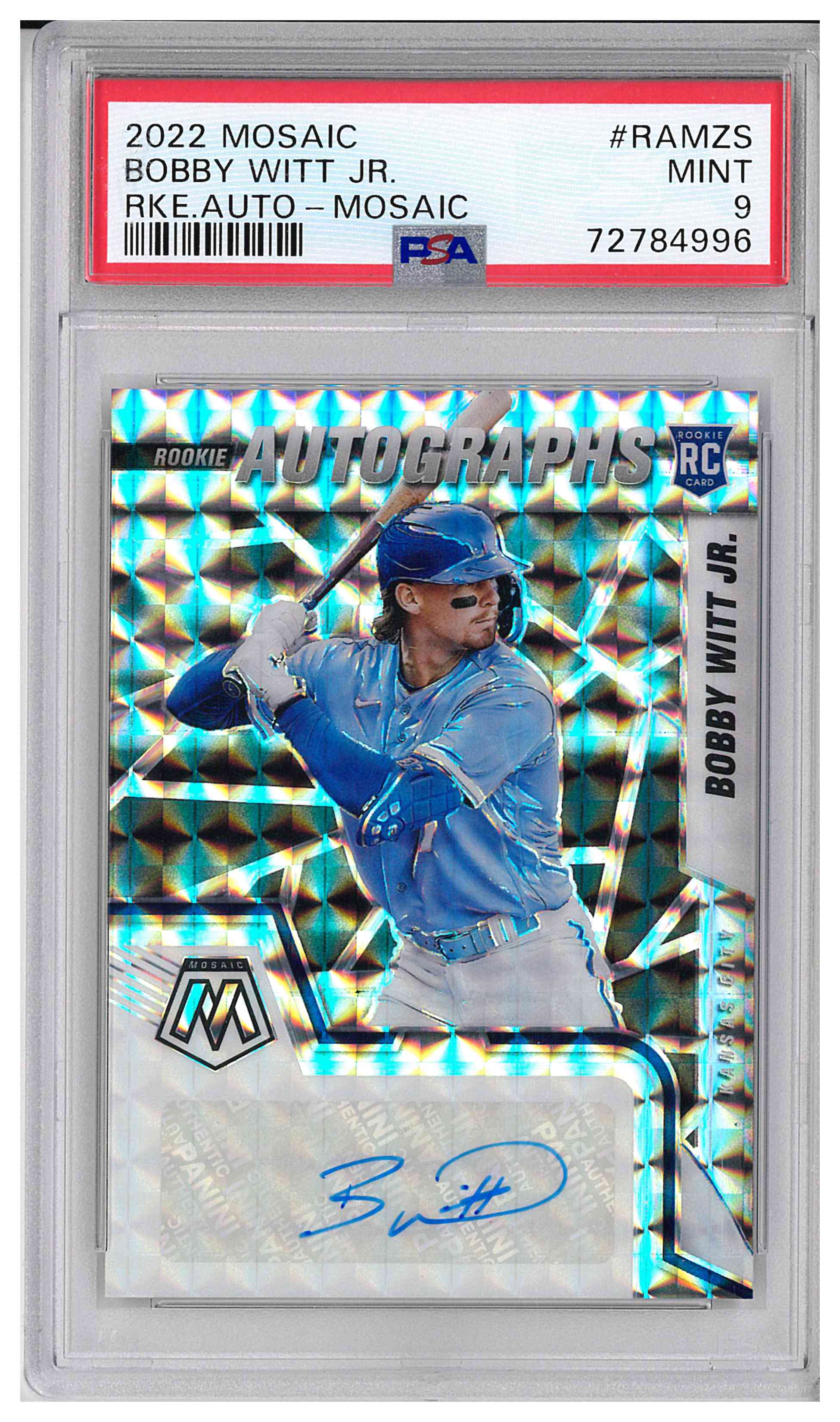 2022 PANINI MOSAIC ROOKIE AUTOGRAPHS #RAMZS BOBBY WITT JR. MOSAIC