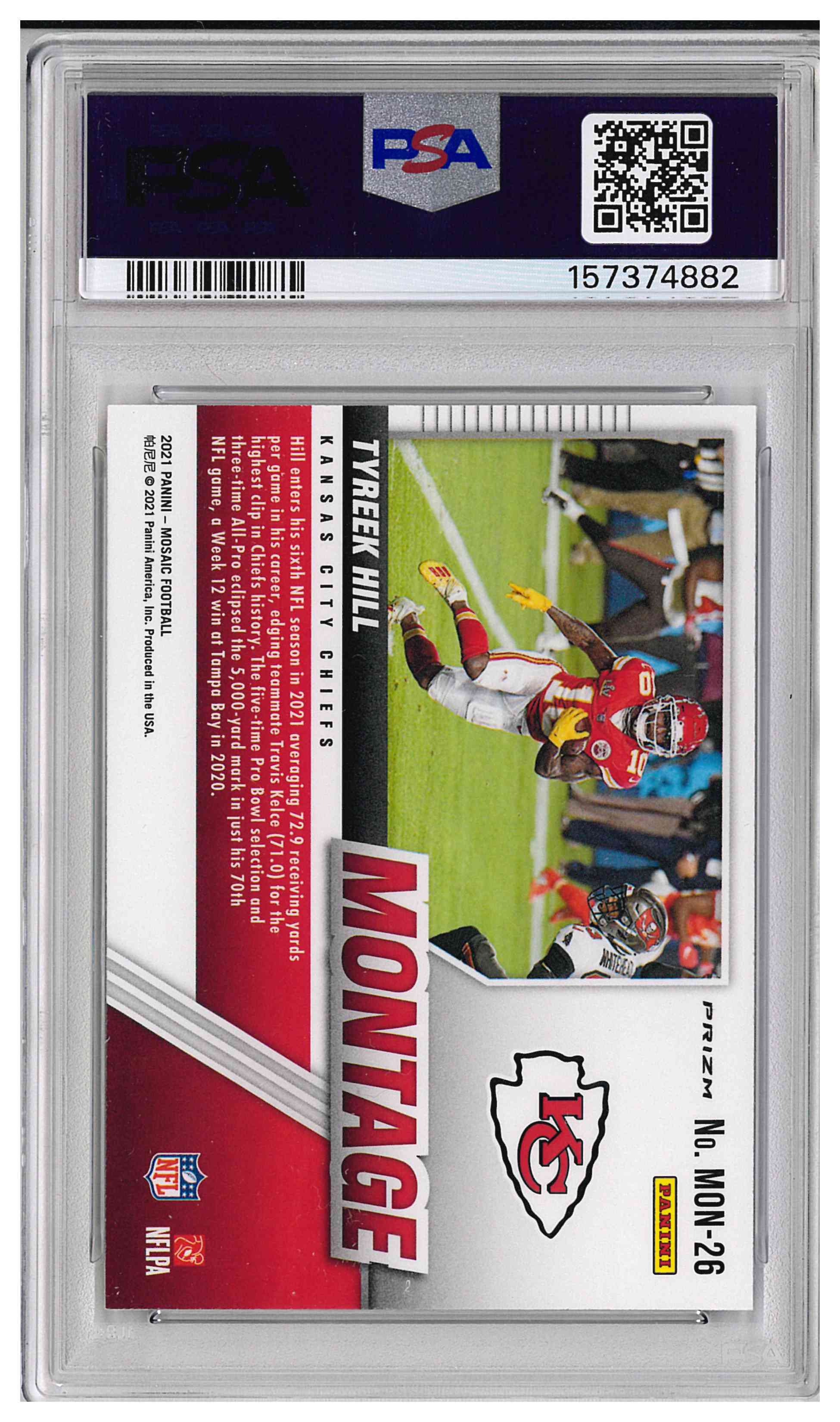 2021 PANINI MOSAIC MONTAGE #MON26 TYREEK HILL NO HUDDLE SILVER, reverse