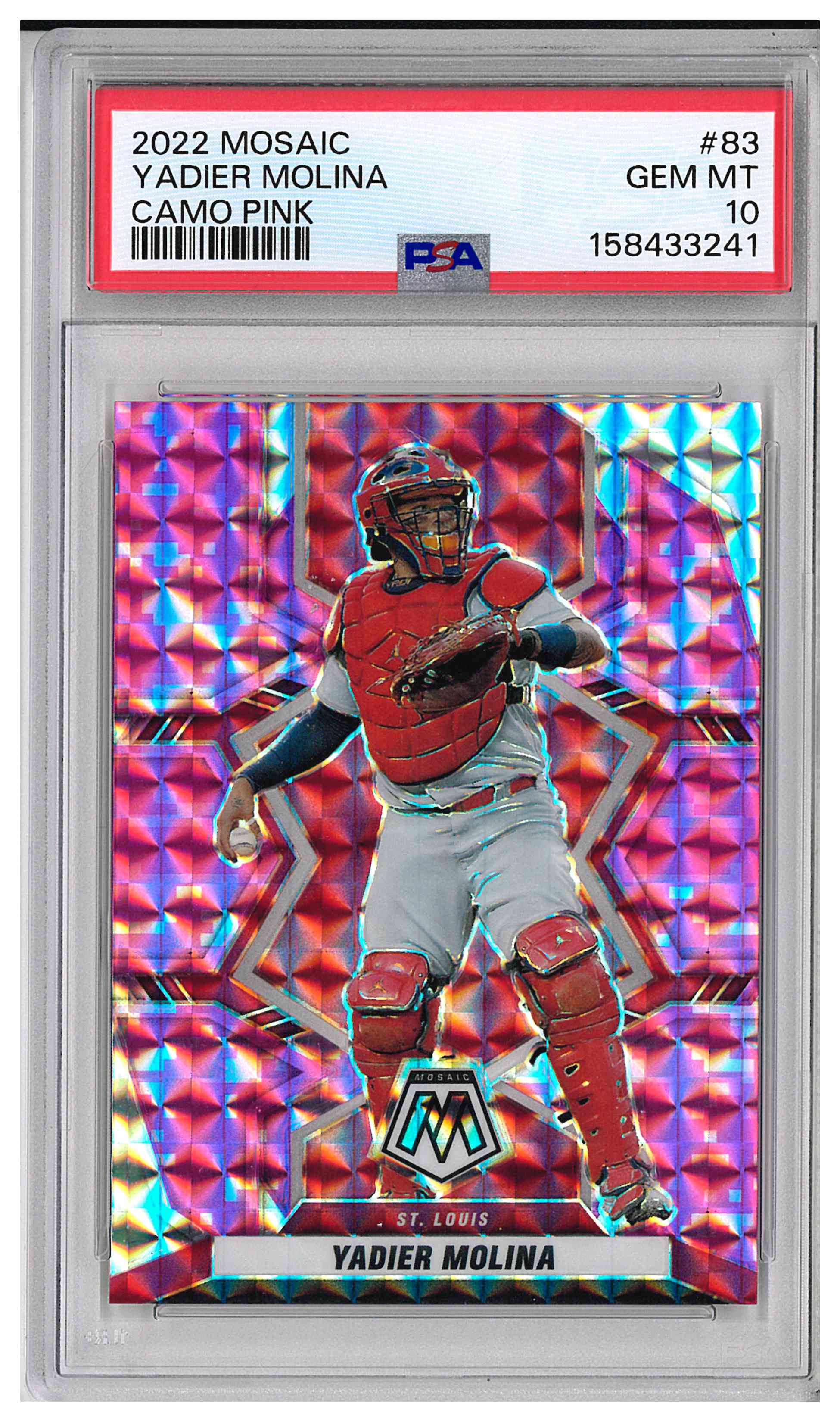 2022 PANINI MOSAIC #83 YADIER MOLINA CAMO PINK